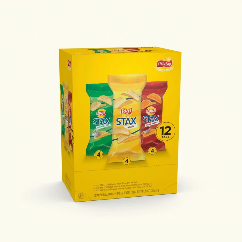 Lay’s Stax Potato Crisps Chips, Variety Pack, Gluten Free, 0.75 Oz Canisters, 12 Pack