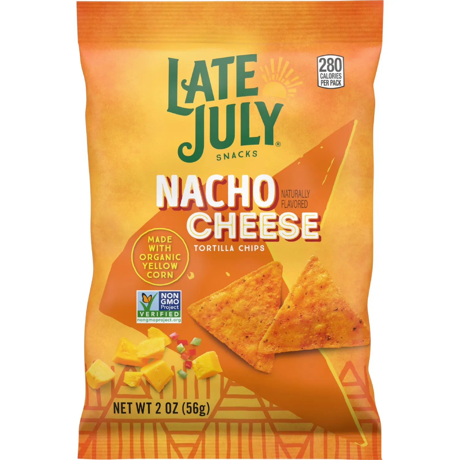 Late July Snacks, Nacho Cheese Tortilla Chips, 2-oz. Bag (Pack of 6)