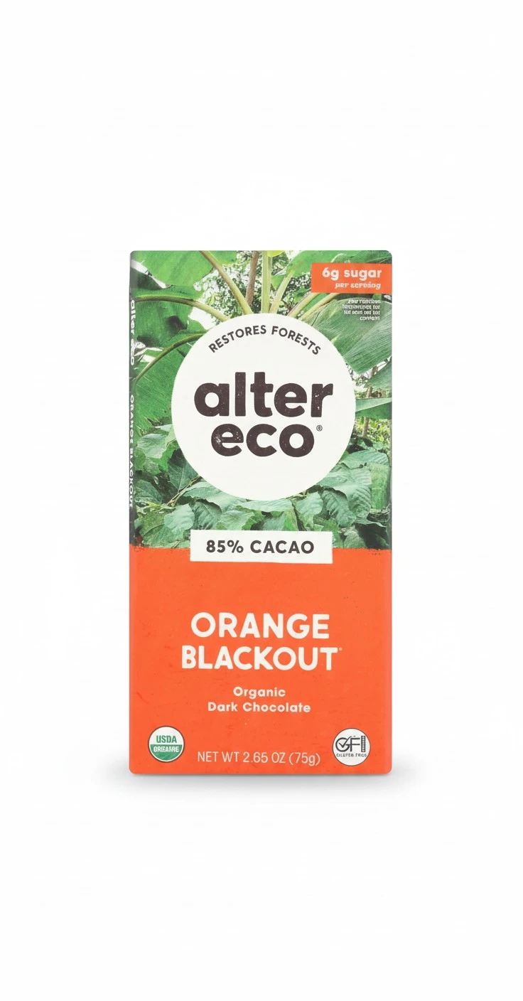 ALTER ECO Organic Orange Blackout 85% Dark Chocolate Bar, 2.65 OZ