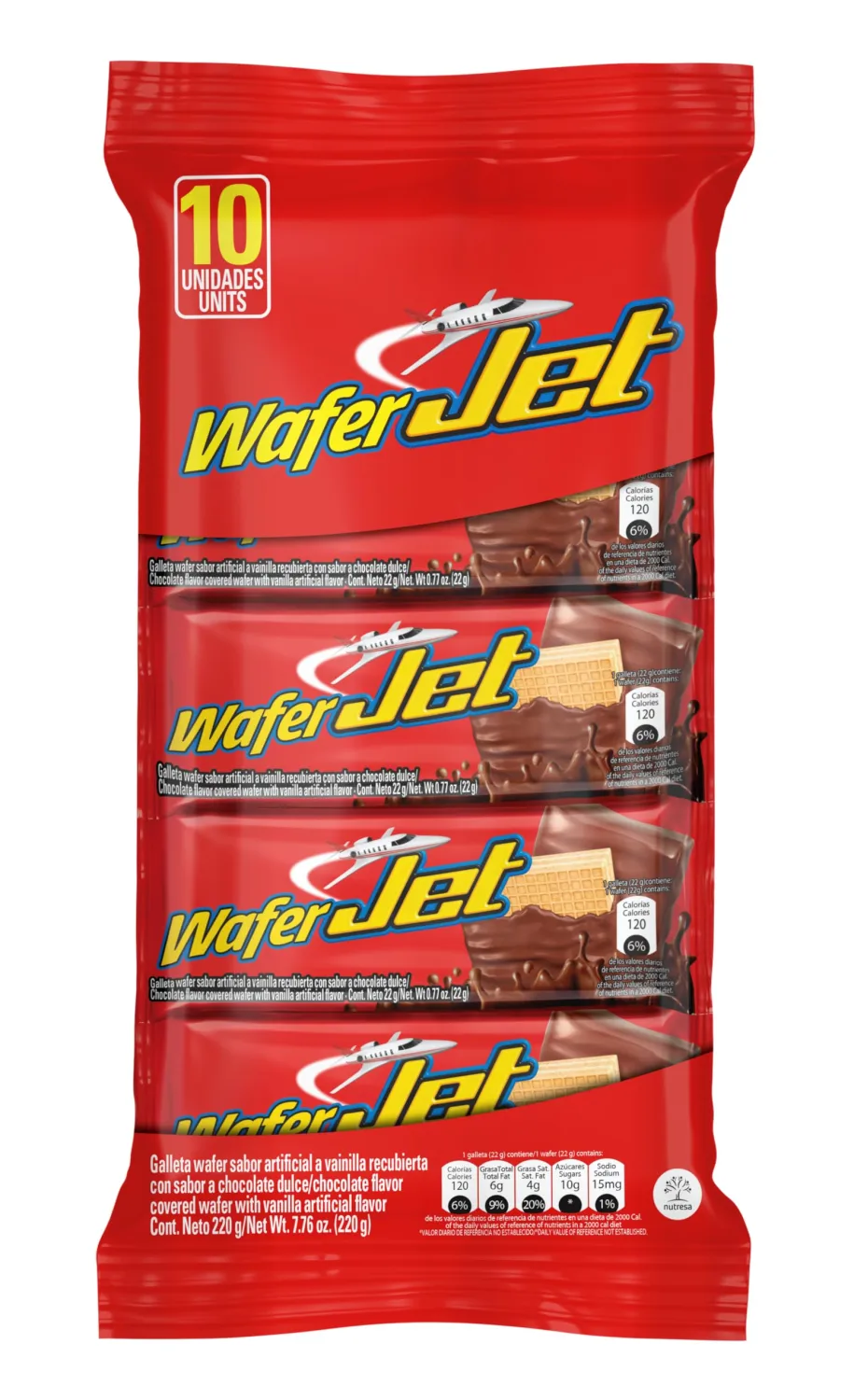 Jet Chocolate Covered Vanilla Wafer, 10 Units, 7.7 oz
