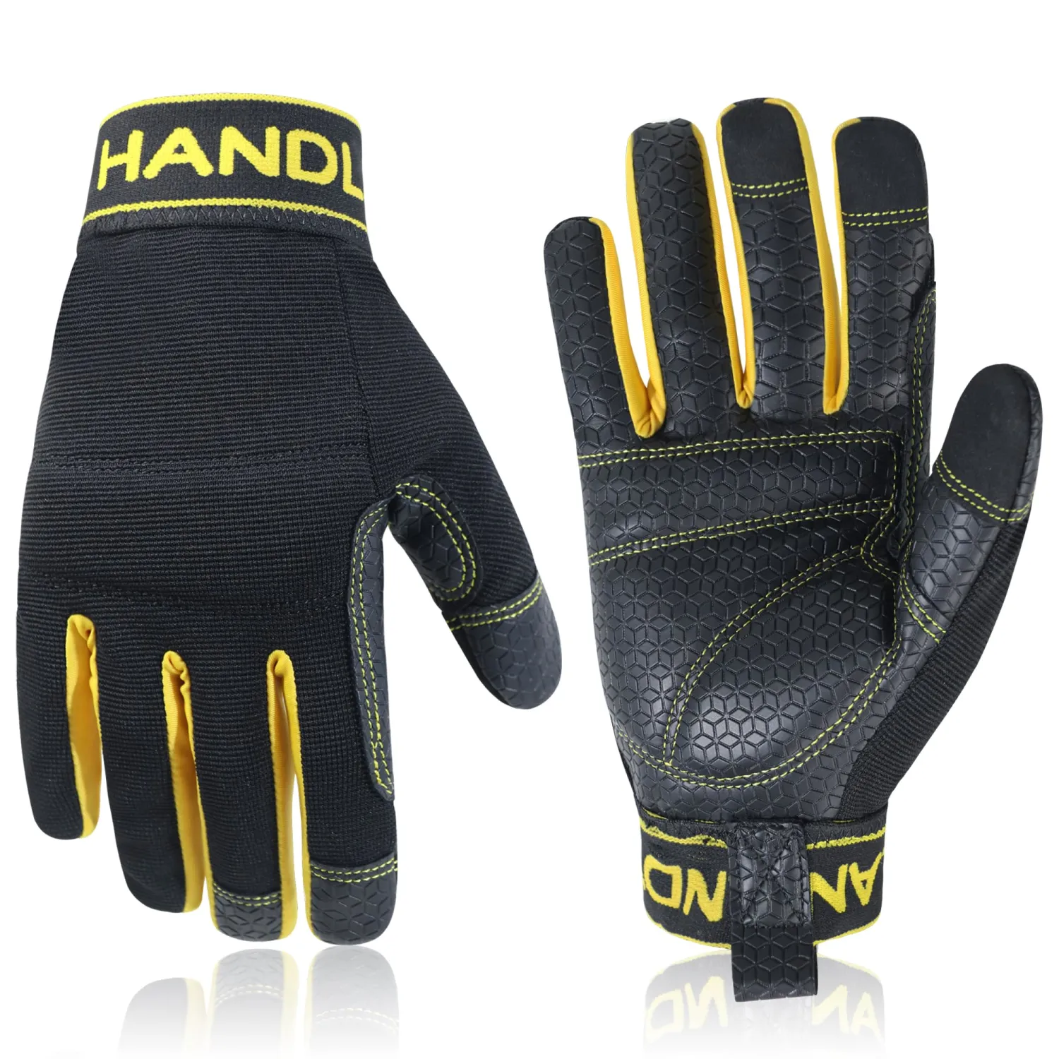HANDLANDY Work Gloves for Men & Women, Utility Mechanic Working Gloves Touch Screen, Flexible Yard Work Gloves