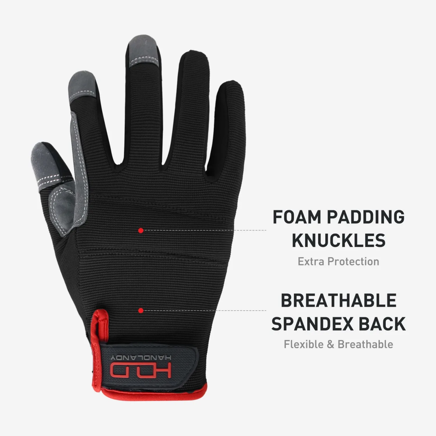 HANDLANDY Work Gloves for Men & Women, Utility Mechanic Working Gloves Touch Screen, Flexible Yard Work Gloves