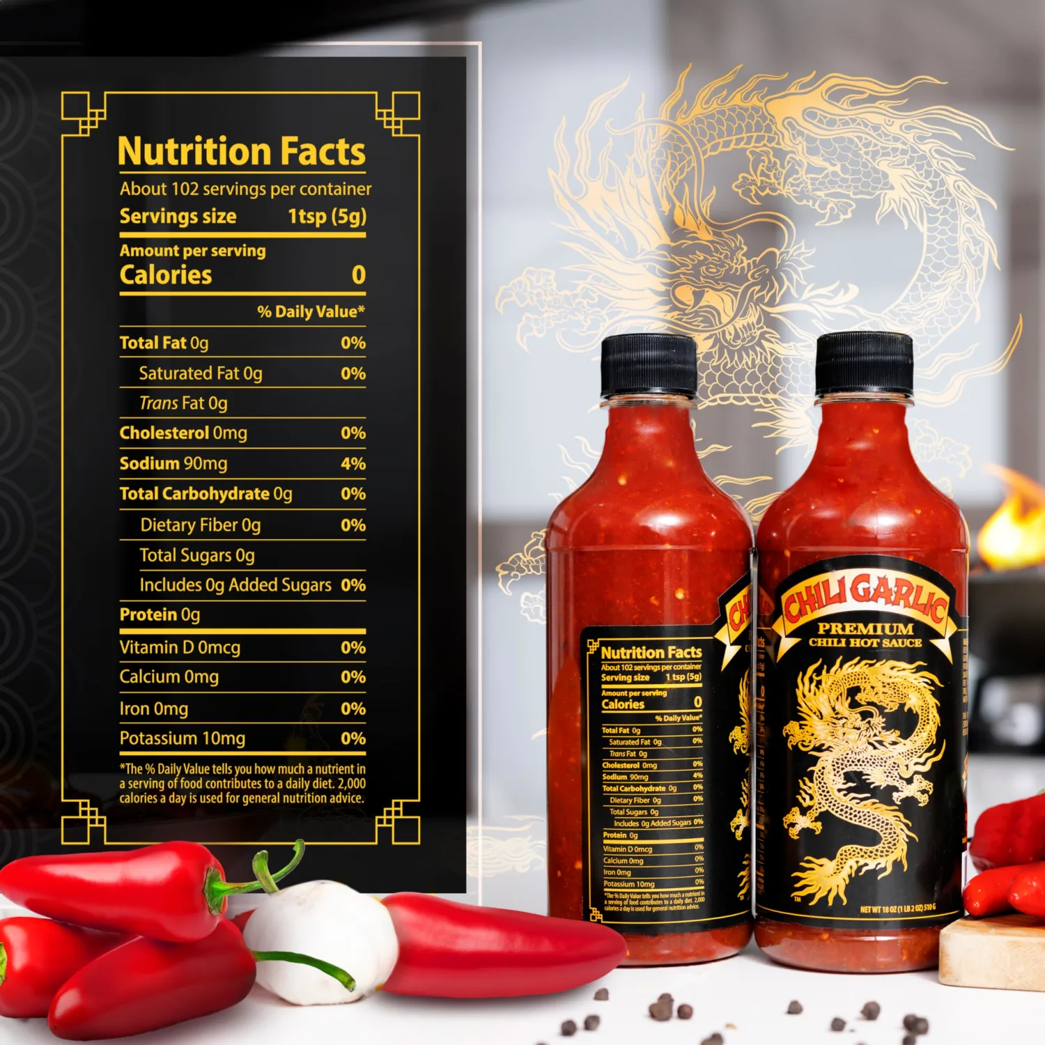 Underwood Ranches Limited Edition Dragon Chili Garlic Sauce - Hot Sauce, Perfect for Spicing Up Any Dish! - Made from Red Jalapeno Peppers That Started the Sriracha Movement, 18 oz - 1 Pack