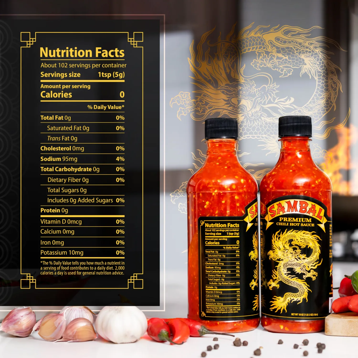 Underwood Ranches Limited Edition Dragon Sambal Sauce - Hot Sauce, Perfect for Spicing Up Any Dish! - Made from Red Jalapeno Peppers That Started the Sriracha Movement, 18 oz - 1 Pack