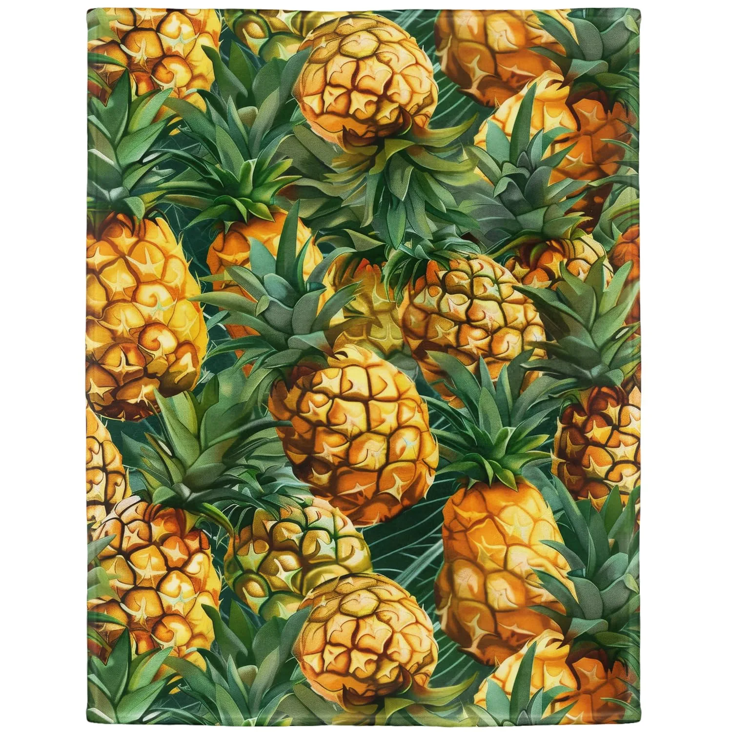 Pineapples Pattern Throw Blanket, Decorative Fleece Blanket with Fresh Fruit Design, Super Soft and Lightweight, Gifts for Women Girls Kids, 60" x 80"