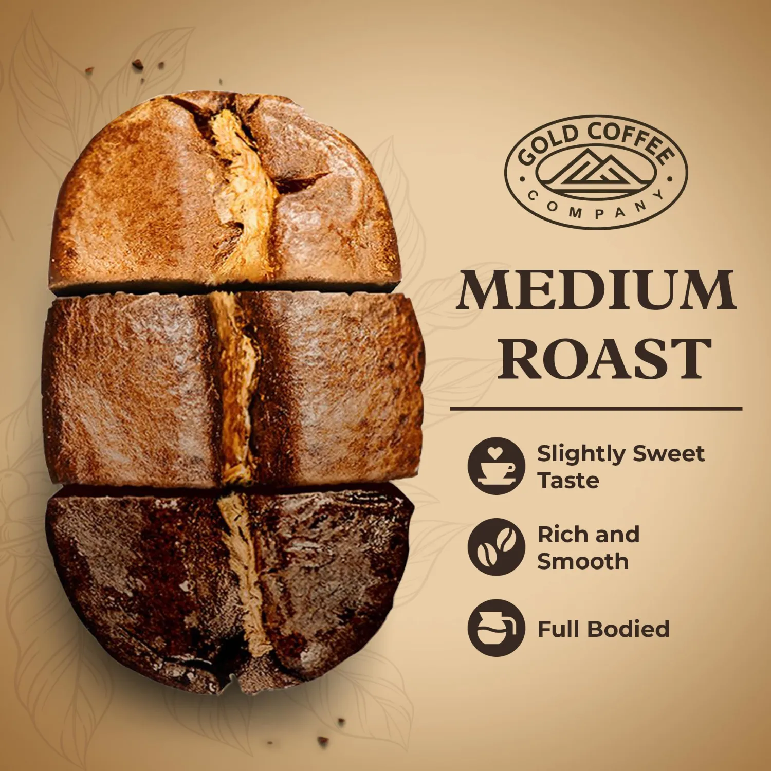 Gold Coffee | Blue Mountain Premium Blend | Medium Roast, Whole Bean | 100% Arabica Coffee | 1 lb.