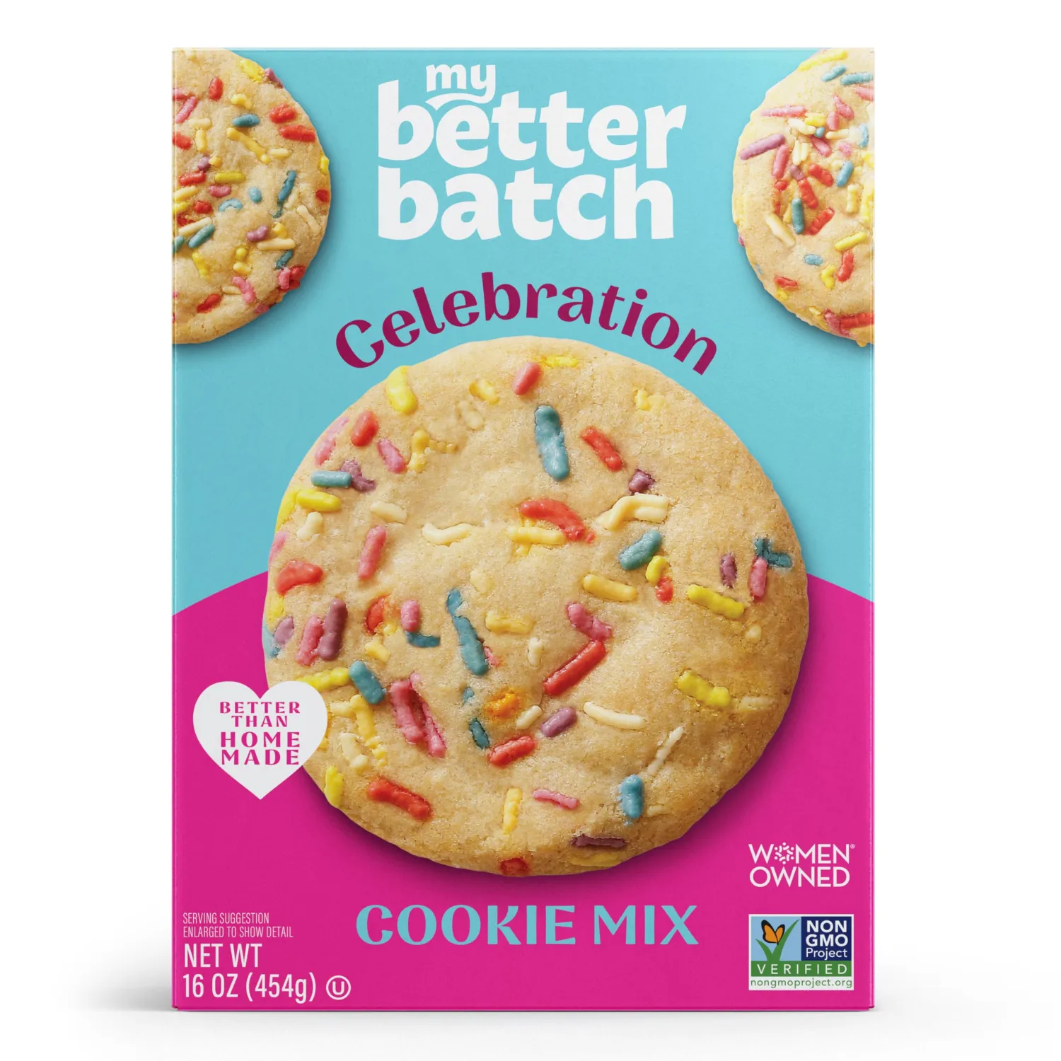 My Better Batch, Celebration Sprinkle Cookie Mix, Simple Cookie Recipe, Celebration Sprinkle Cookies, Makes 16 Large Cookies, Non GMO, Kosher, 16oz (Pack of 1)