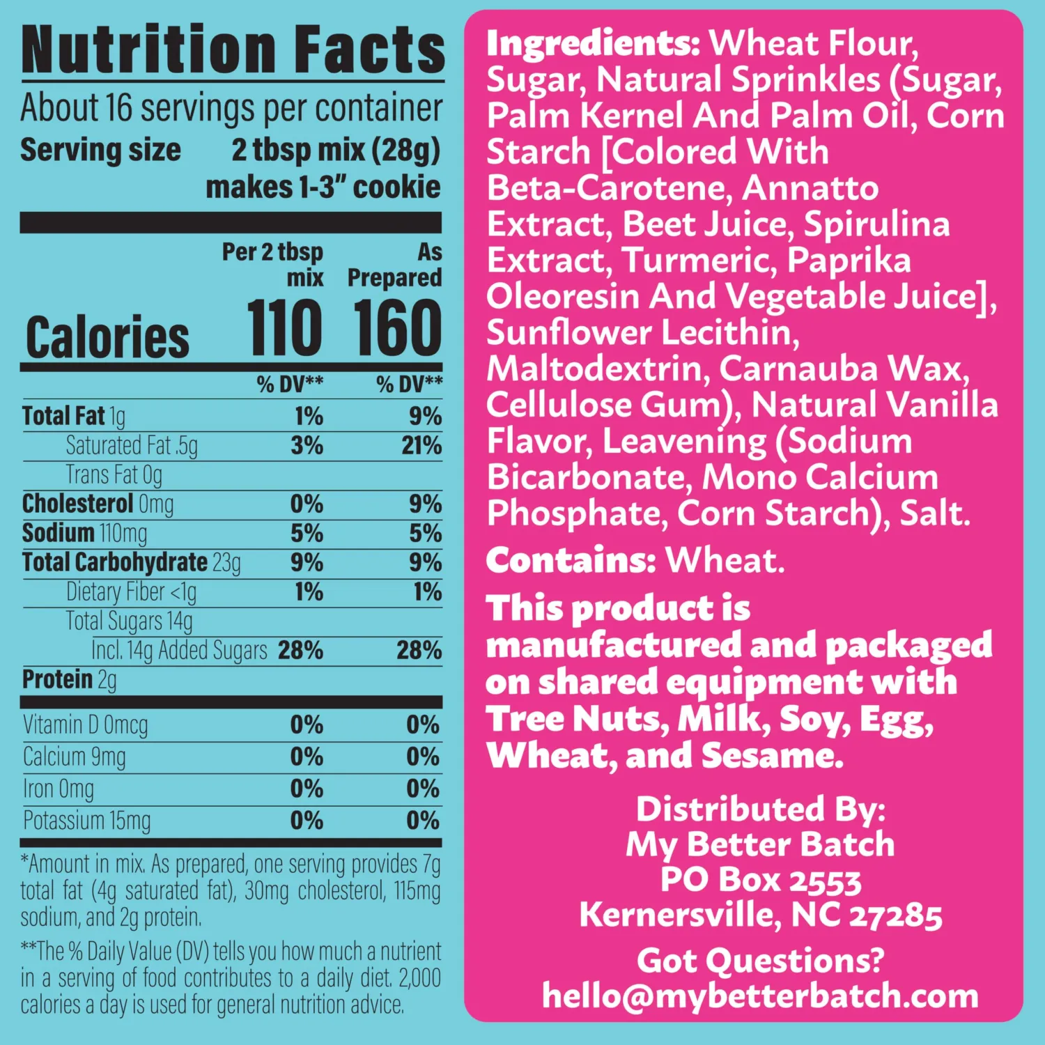 My Better Batch, Celebration Sprinkle Cookie Mix, Simple Cookie Recipe, Celebration Sprinkle Cookies, Makes 16 Large Cookies, Non GMO, Kosher, 16oz (Pack of 1)