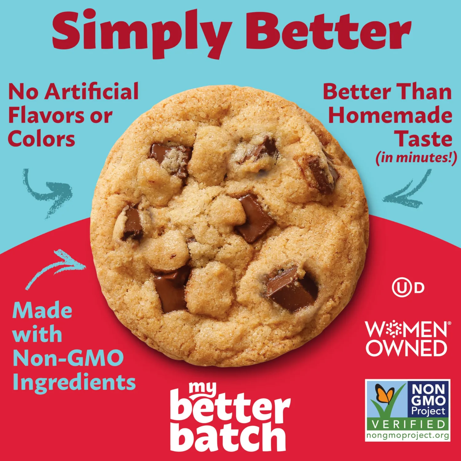 My Better Batch, Chocolate Chip Cookie Mix, Simple Cookie Recipe, Chocolate Chunk Cookies, Makes 16 Large Cookies, Non GMO, Kosher, 16oz (Pack of 1)