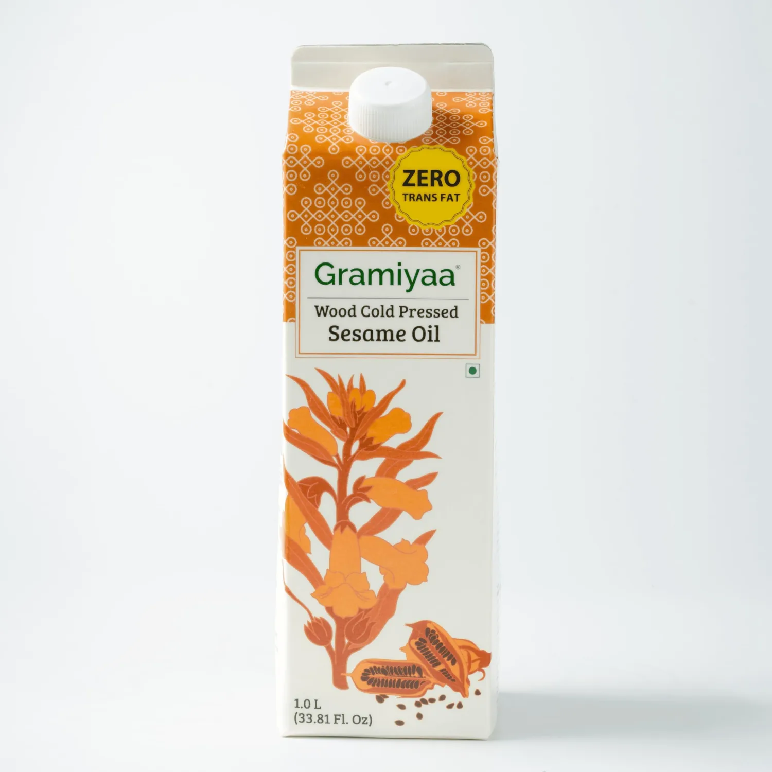 Gramiyaa Cold Pressed Non Toasted Sesame Oil for Cooking | 33.81 FL OZ (1L) | 100% Raw, Chemical Free, Wood Pressed Sesame Oil