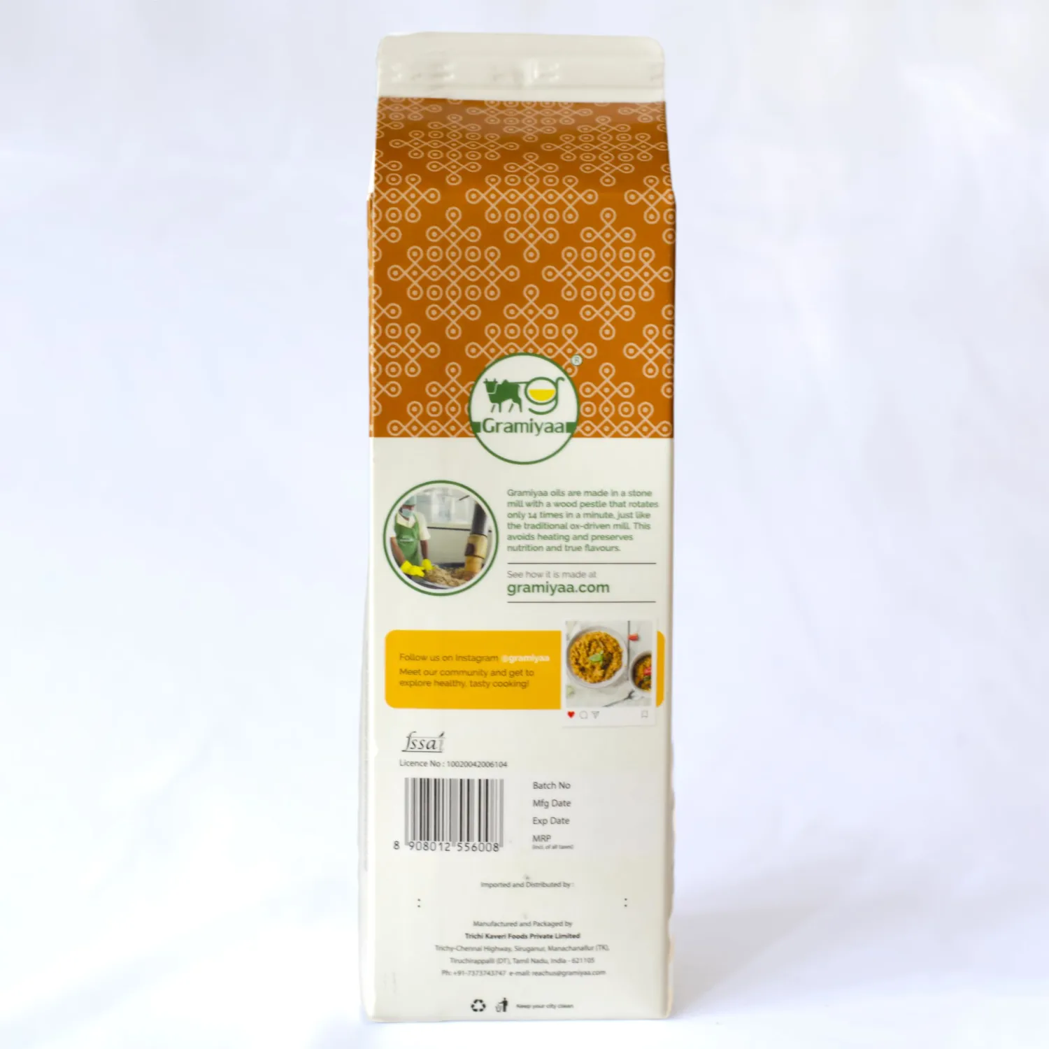 Gramiyaa Cold Pressed Non Toasted Sesame Oil for Cooking | 33.81 FL OZ (1L) | 100% Raw, Chemical Free, Wood Pressed Sesame Oil