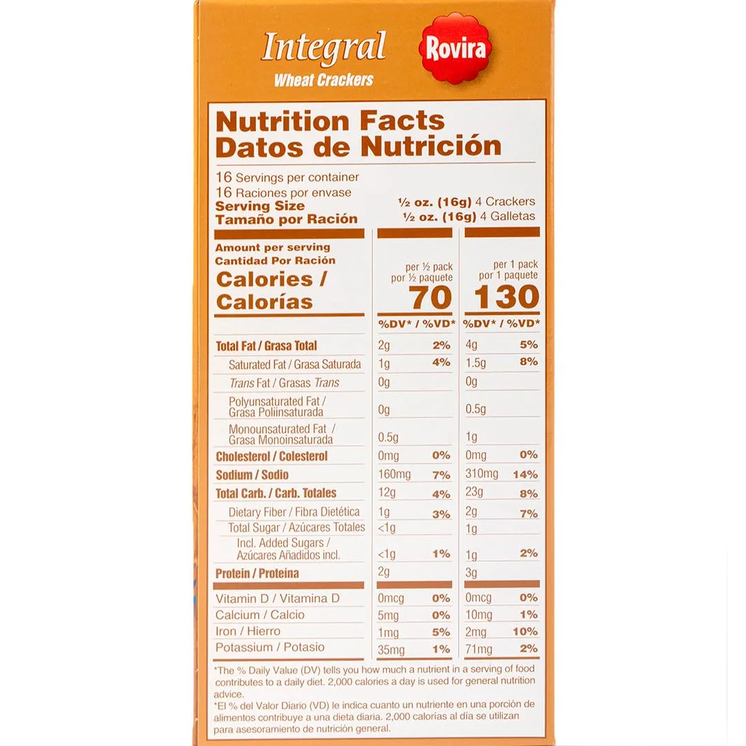 Rovira Whole Wheat Crackers - Crunchy and Tasty Snack for Tea or Coffee - 9 oz (Pack of 1)