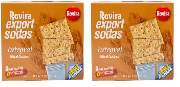Rovira Whole Wheat Crackers - Crunchy and Tasty Snack for Tea or Coffee - 9 oz (Pack of 2)