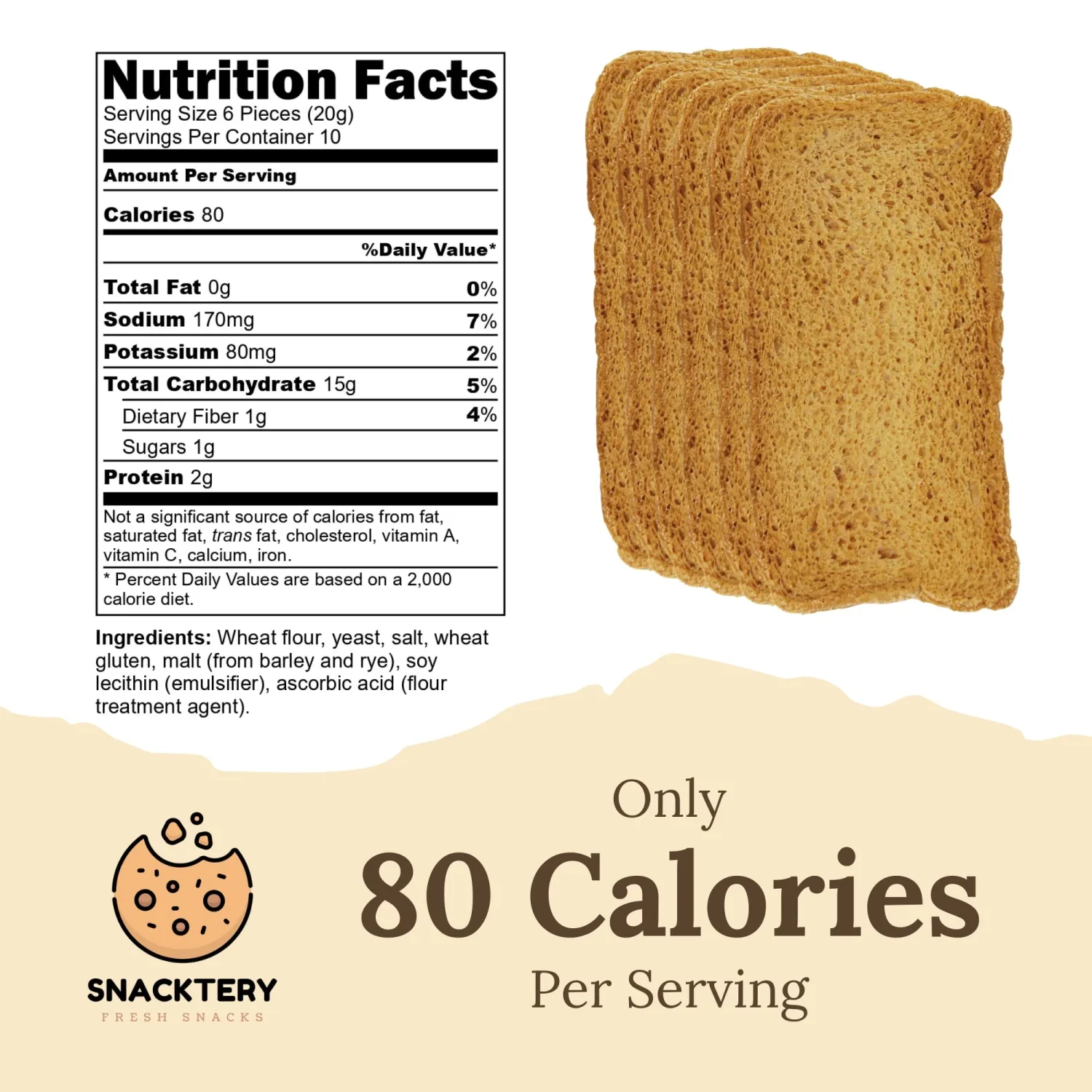 Snacktery Original Melba Toast Crackers - All Natural Thin and Crispy Flatbread Crackers - Classic Mini Toasts for Dips, Spreads, Salads - Tostadas Melba - 7 Oz, Pack of 2