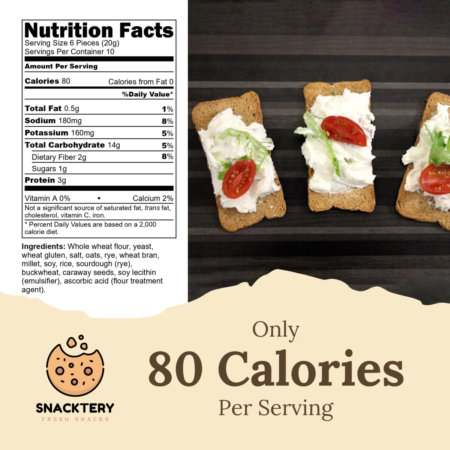Snacktery Multigrain Melba Toast Crackers - All Natural Thin and Crispy Flatbread Crackers - Classic Mini Toasts for Dips, Spreads, Salads - Tostadas Melba - 7 Oz, Pack of 2