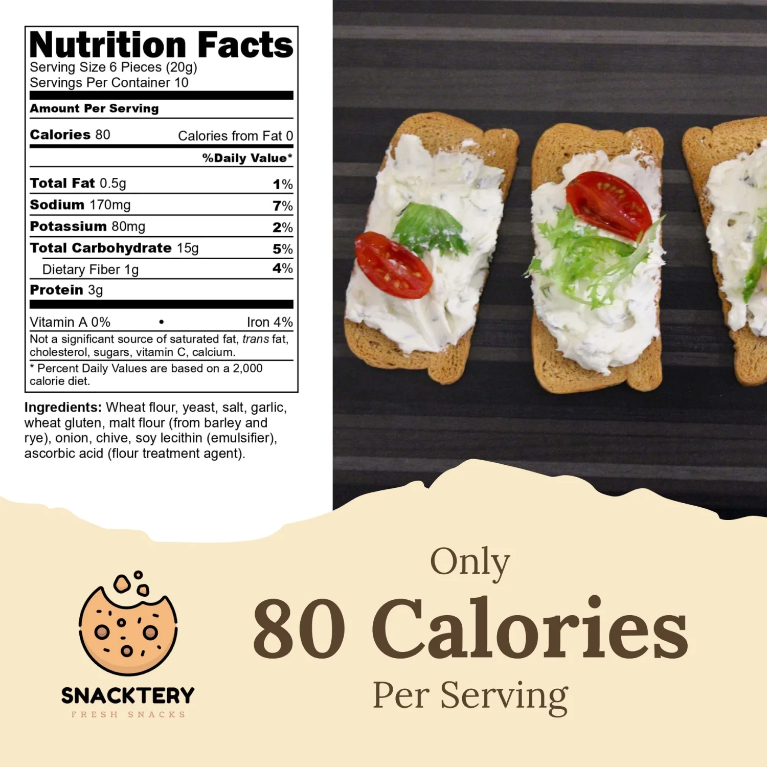 Snacktery Roasted Garlic Melba Toast - All Natural Thin and Crispy Melba Toast Crackers - Classic Garlic Toast for Dips, Spreads, Salads - Tostadas Melba - 7 Oz, Pack of 2