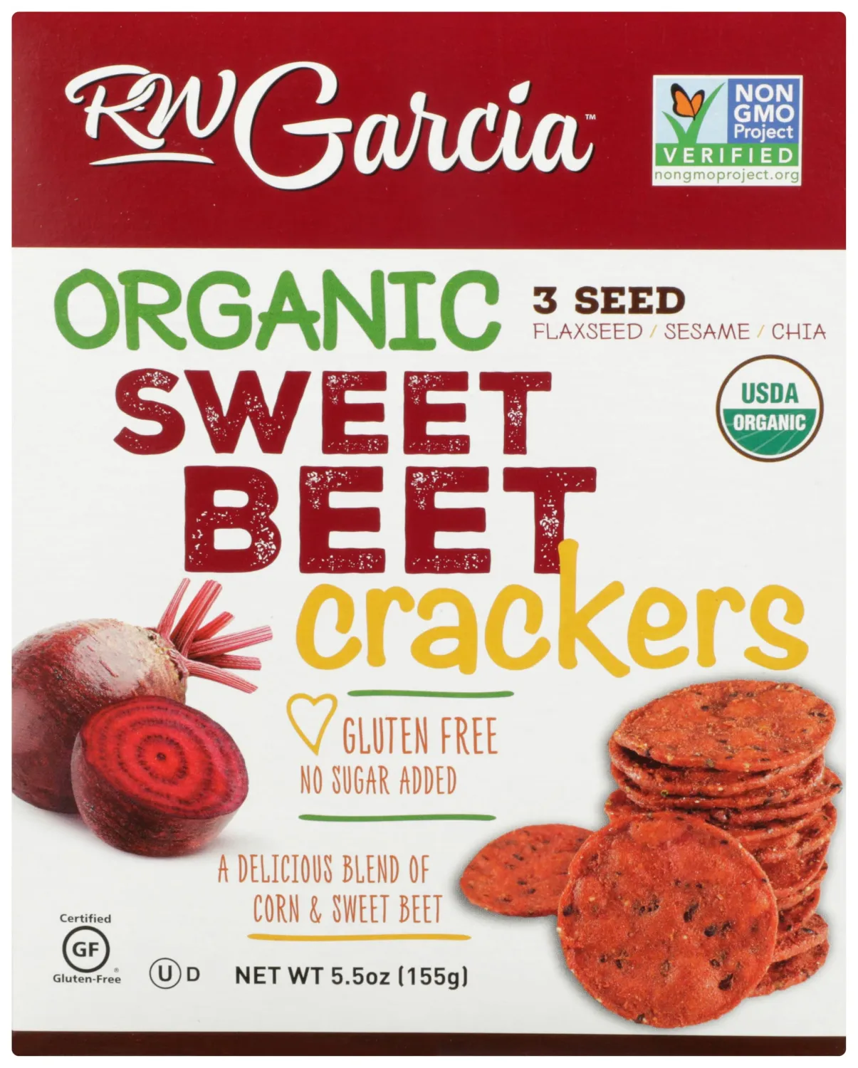 RW GARCIA Organic Sweet Beet Crackers, 5.5 OZ