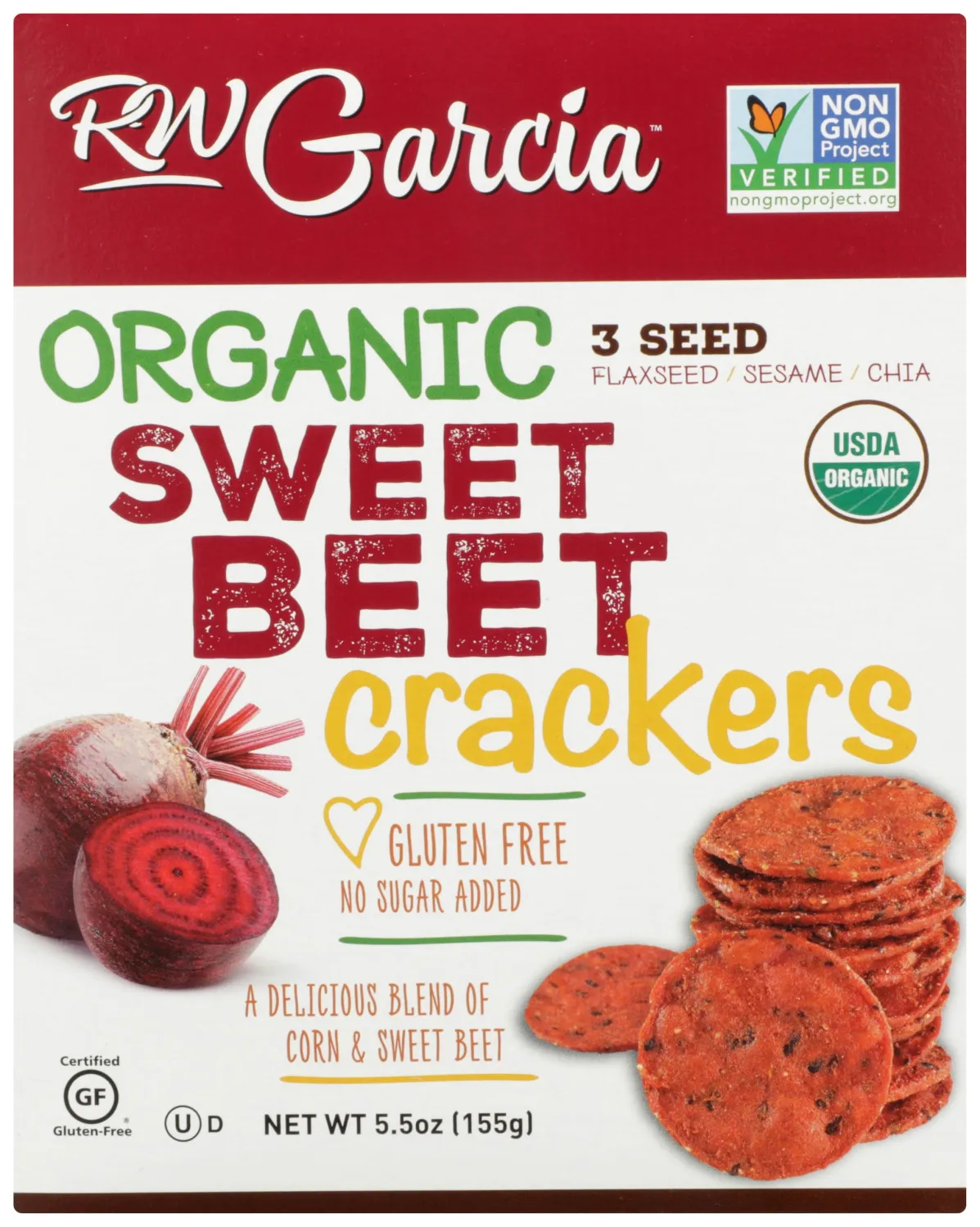 RW GARCIA Organic Sweet Beet Crackers, 5.5 OZ
