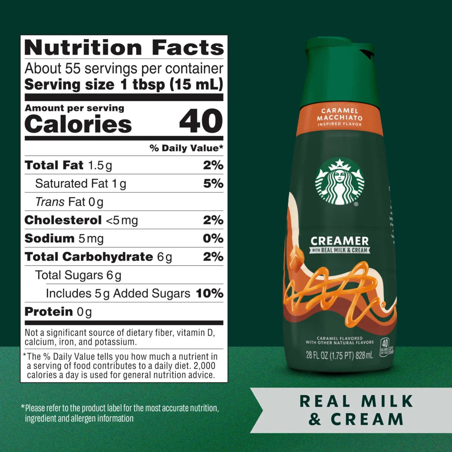 Starbucks Caramel Flavored Coffee Creamer, Inspired By Caramel Macchiato 28 fl oz