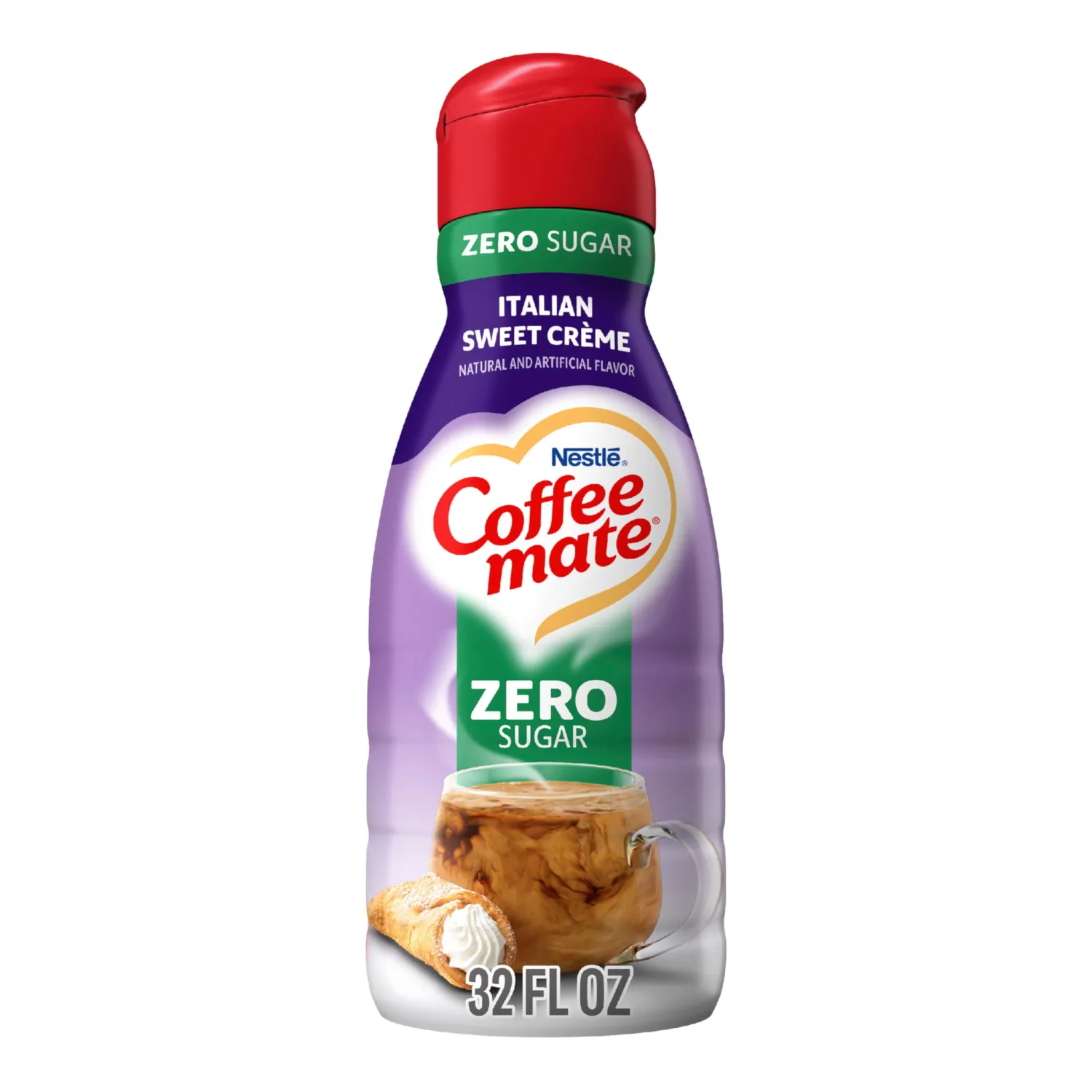 Coffee Mate Italian Sweet Crème Flavored Coffee Creamer, Zero Added Sugar, Gluten-Free, 63 Servings 32 fl oz