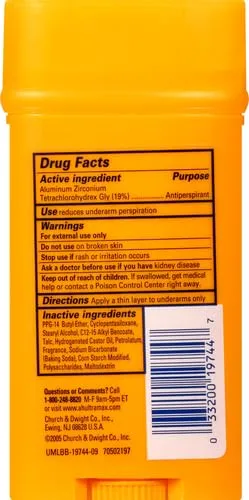 Arm & Hammer Ultra Max Invisible Solid Wide Stick Antiperspirant Deodorant, Active Sport, 2.6 Ounce
