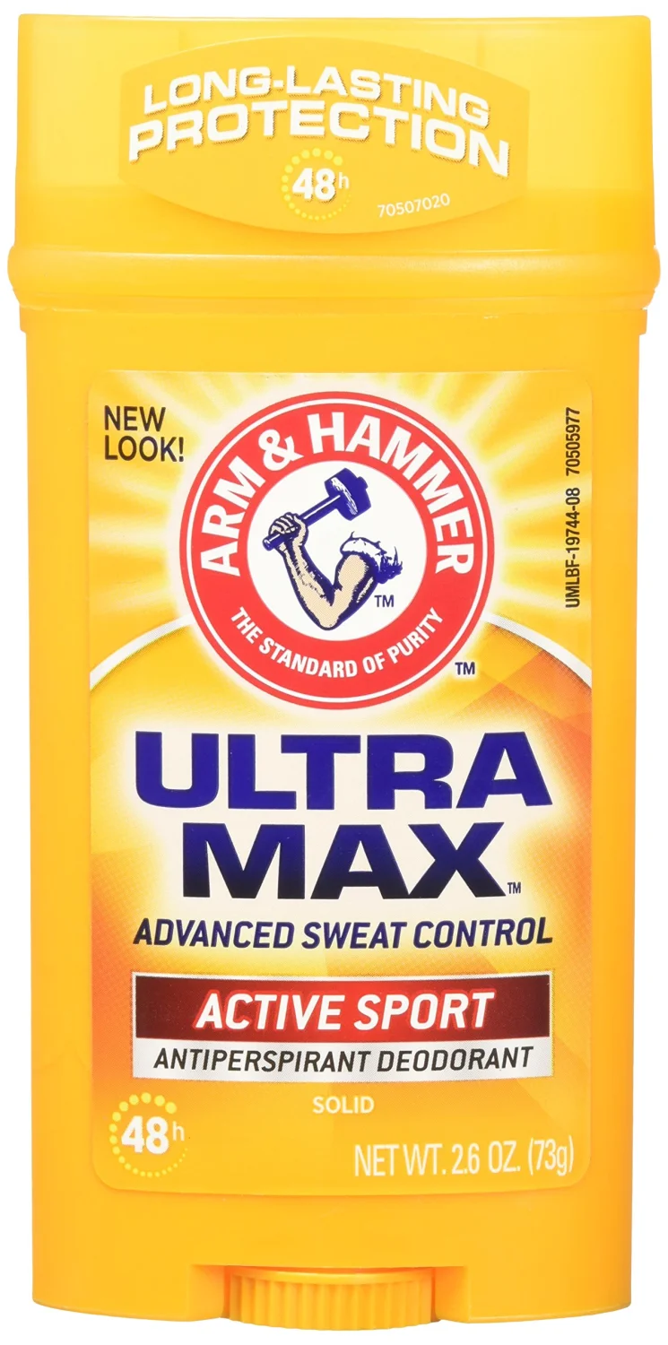 Arm & Hammer Ultra Max Invisible Solid Wide Stick Antiperspirant Deodorant, Active Sport, 2.6 Ounce