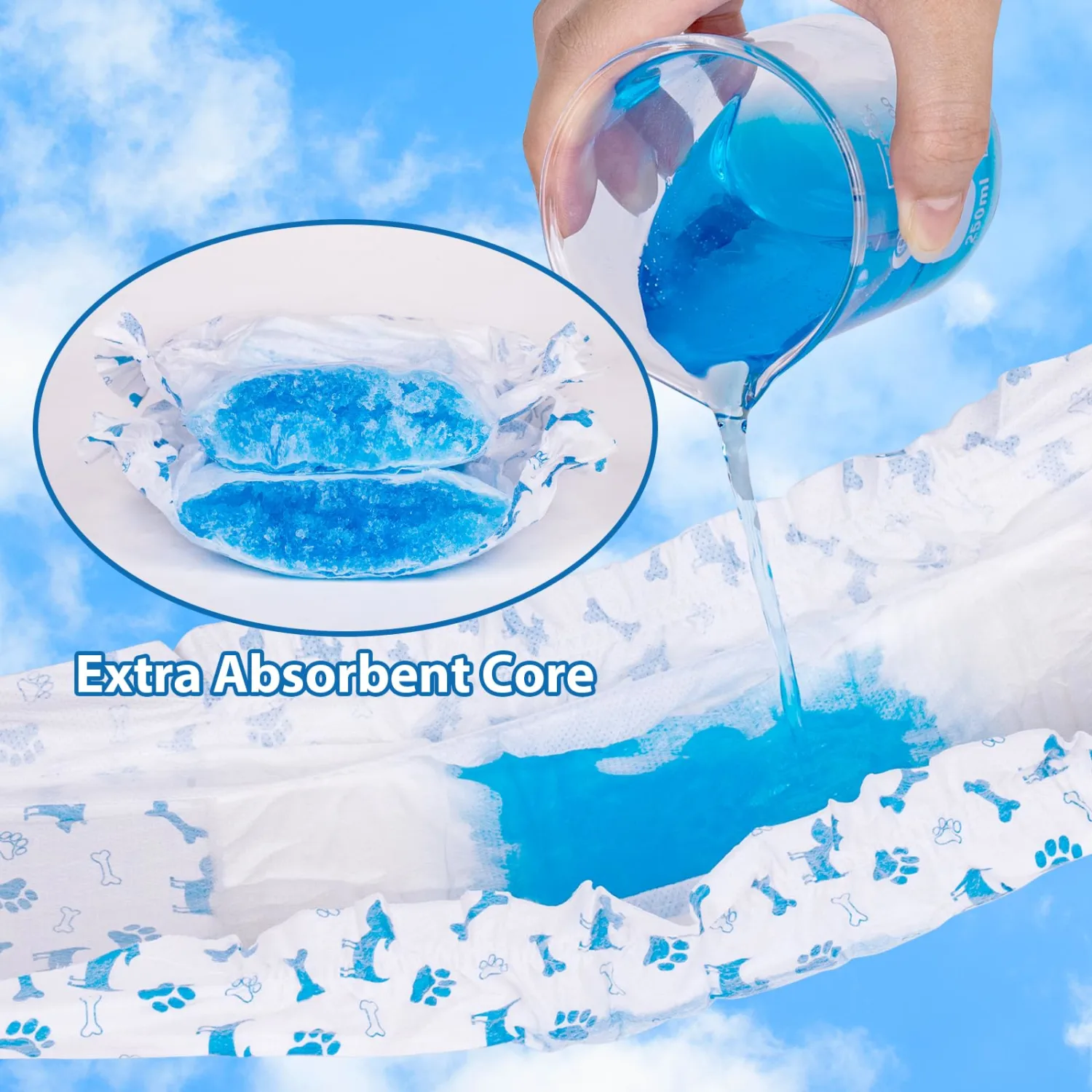 Pet Soft Male Dog Diapers - Disposable Male Dog Wraps Wetness Indicator, Puppy Diapers Male for Excitable Urination or Incontinence, 20pcs Small