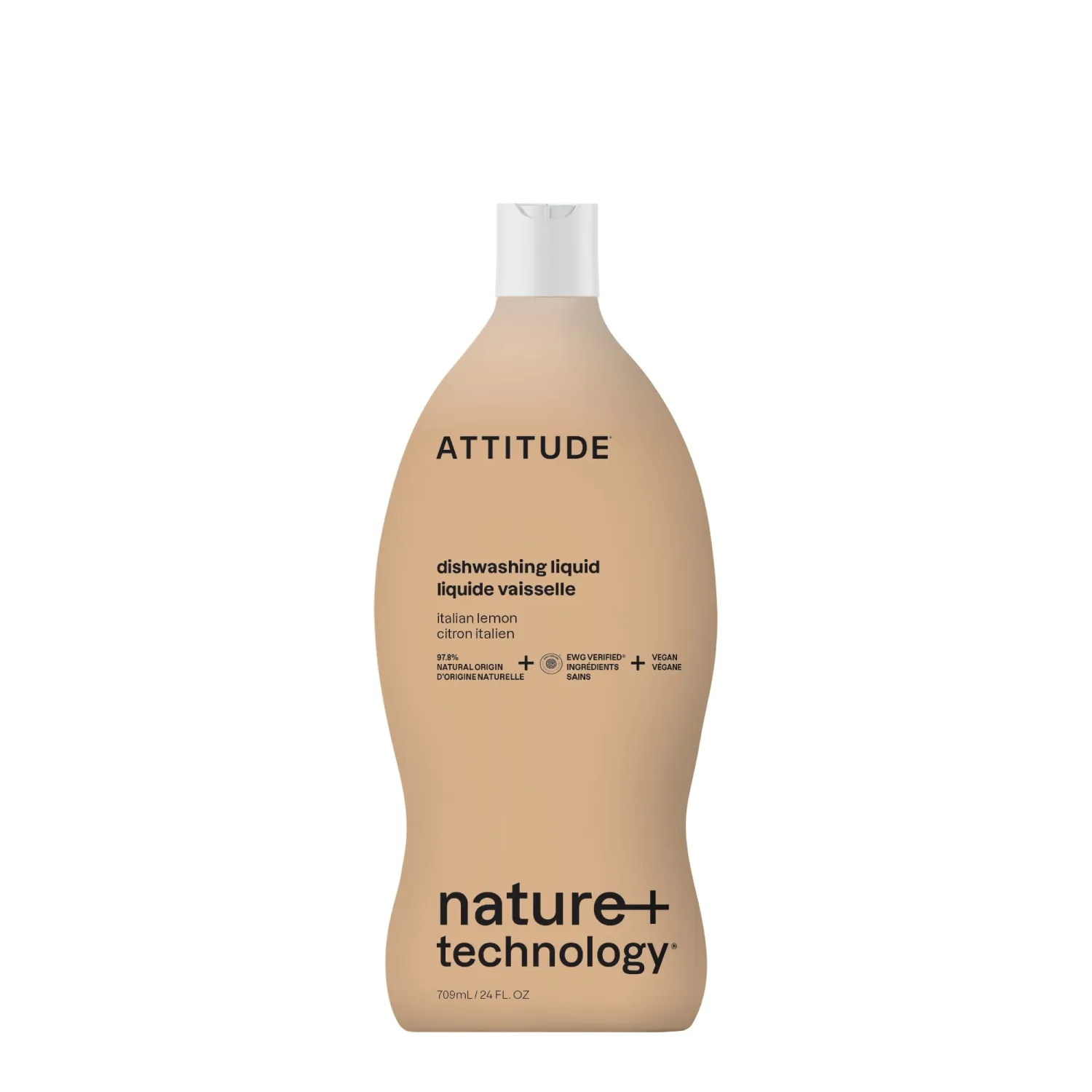 ATTITUDE Dish Soap, EWG Verified, Plant-Based & Vegan Dishwashing Liquid, Naturally Derived, Italian Lemon Scent, 24 Fl Oz
