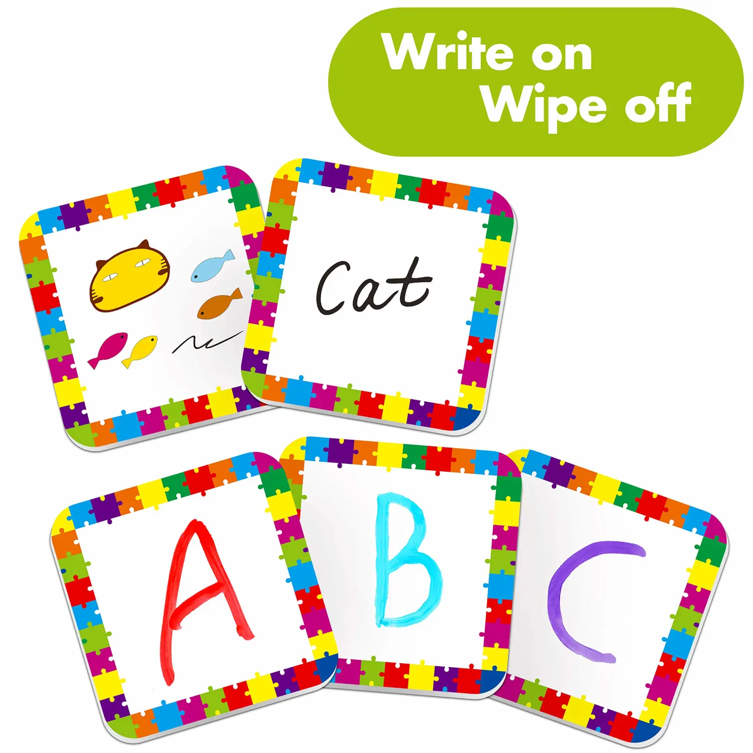 Hebayy 36 Pair Animals Matching Game Cartoon Flash Cards Erasable(72 PCs, Each Measures 2” X 2”)