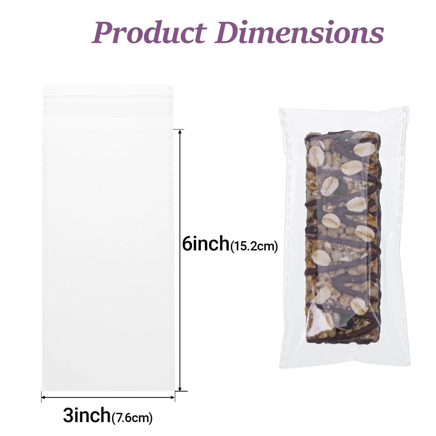 500Pcs 3x6Inch Self Adhesive Pistachio Dubai Chocolate Bar Bags Granola Bar Bag Cakesicle Rice Krispie Treat bags Bakery Packaging for Wax Melt Snap Bars Knafeh Candy Party Favor Birthday