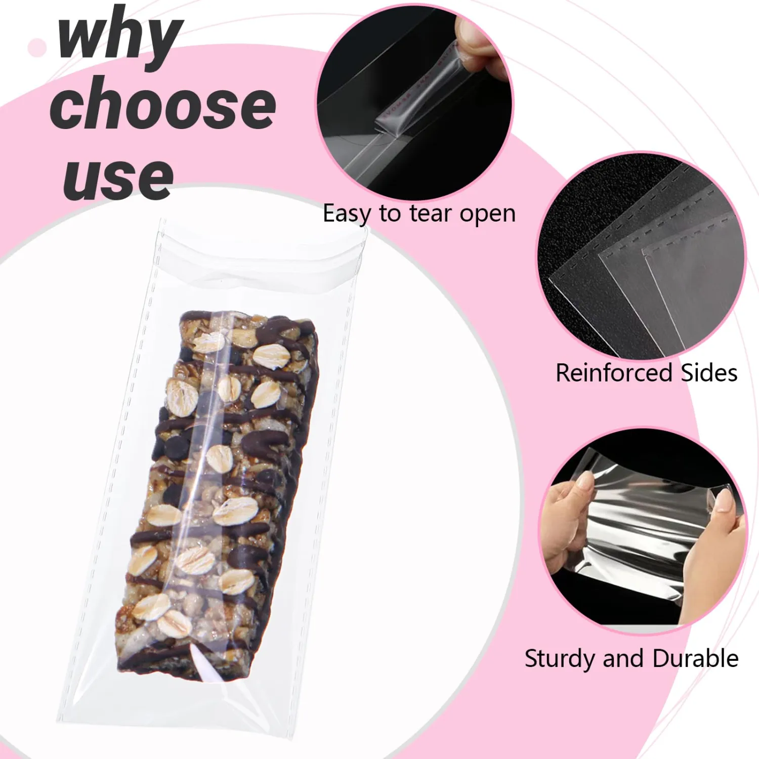 500Pcs 3x6Inch Self Adhesive Pistachio Dubai Chocolate Bar Bags Granola Bar Bag Cakesicle Rice Krispie Treat bags Bakery Packaging for Wax Melt Snap Bars Knafeh Candy Party Favor Birthday