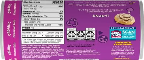 Annie's Organic Cinnamon Rolls with Icing, Refrigerated Dough, 5 Rolls, 17.5 oz