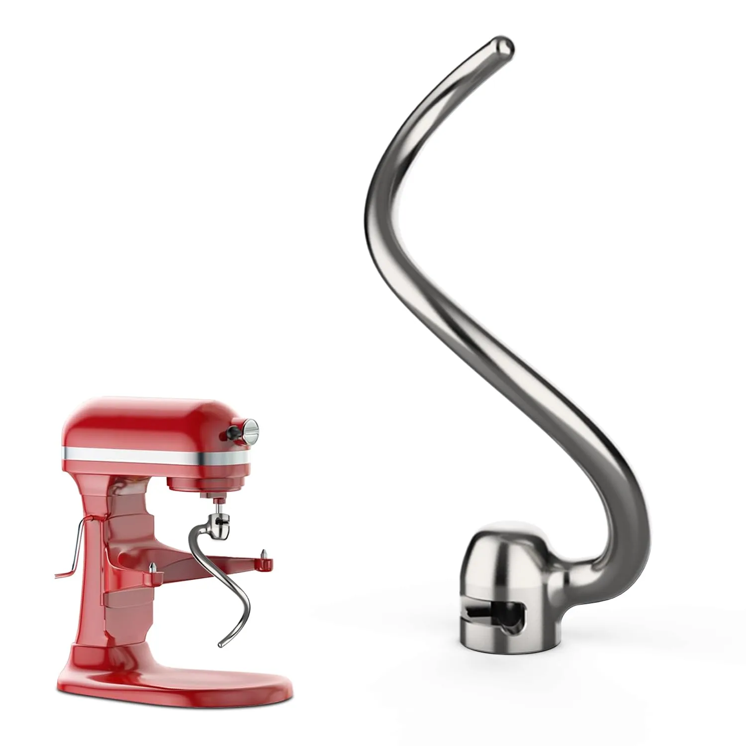 Stainless Steel Dough Hook for KitchenAid 5QT-6QT Bowl-Lift Stand Mixers, Fits Professional 5 Plus, Pro 600 Series, KV25, KP26, Dishwasher Safe