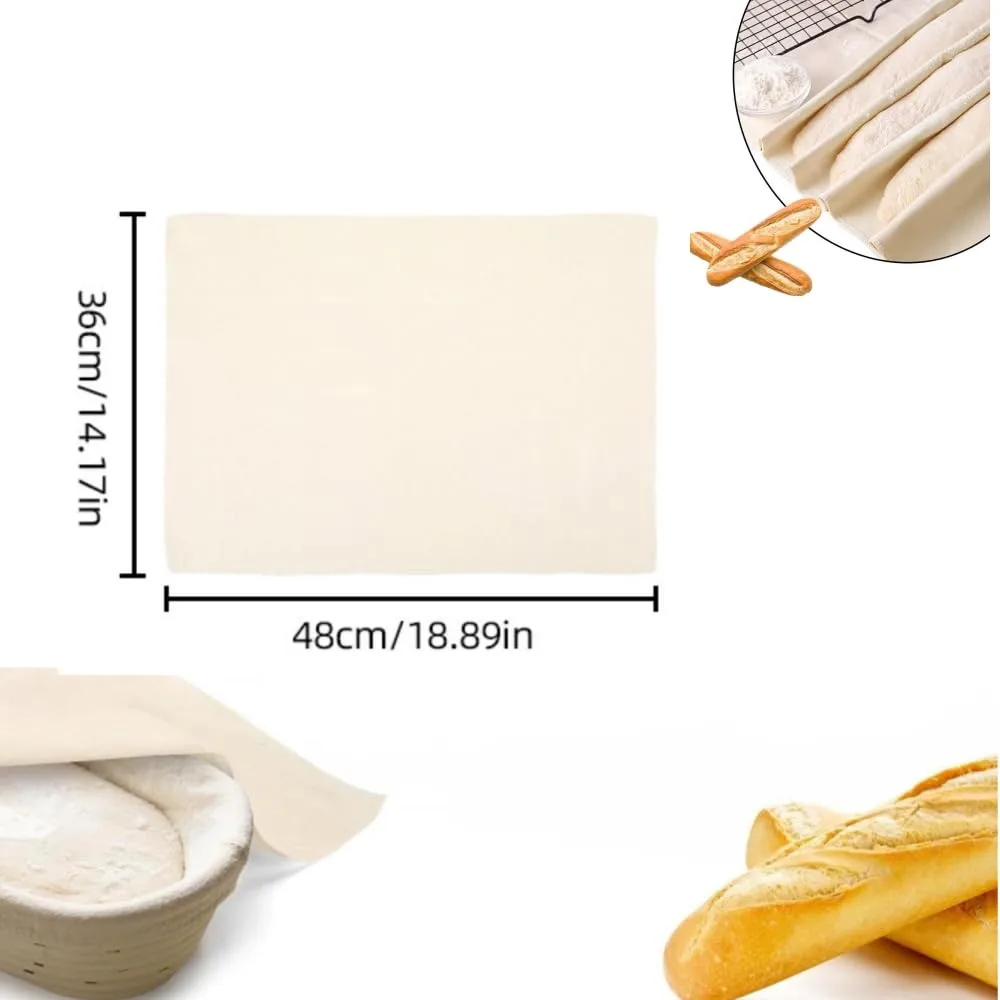 Cotton Bread Towels for Baking Sourdough - 14.1 x 17.7 inch Unbleached Bread Basket Flour Sack Towels for Proofing Cover Pastry Proofing Cloth for Baguettes, Loaves, Ciabatta
