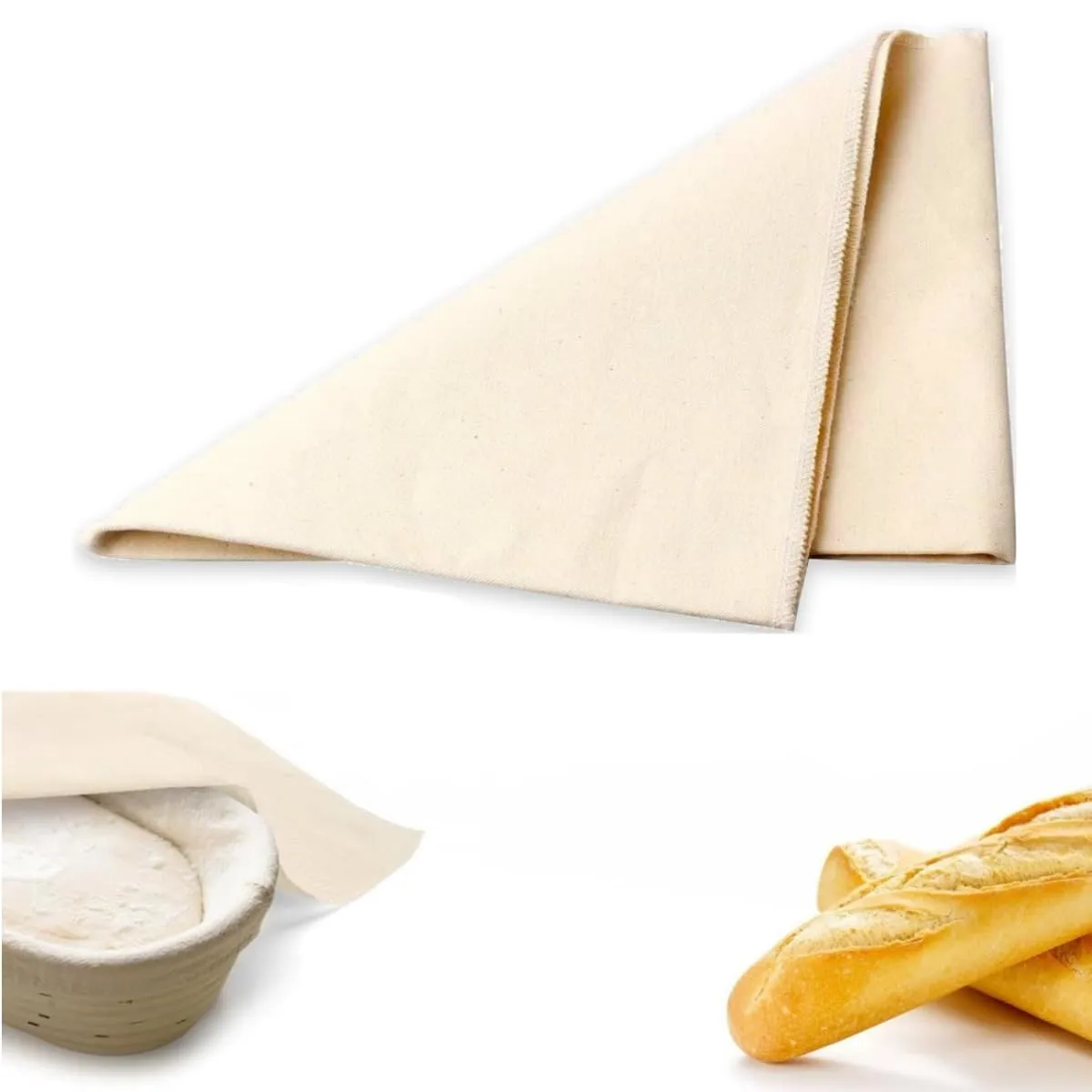 Cotton Bread Towels for Baking Sourdough - 14.1 x 17.7 inch Unbleached Bread Basket Flour Sack Towels for Proofing Cover Pastry Proofing Cloth for Baguettes, Loaves, Ciabatta