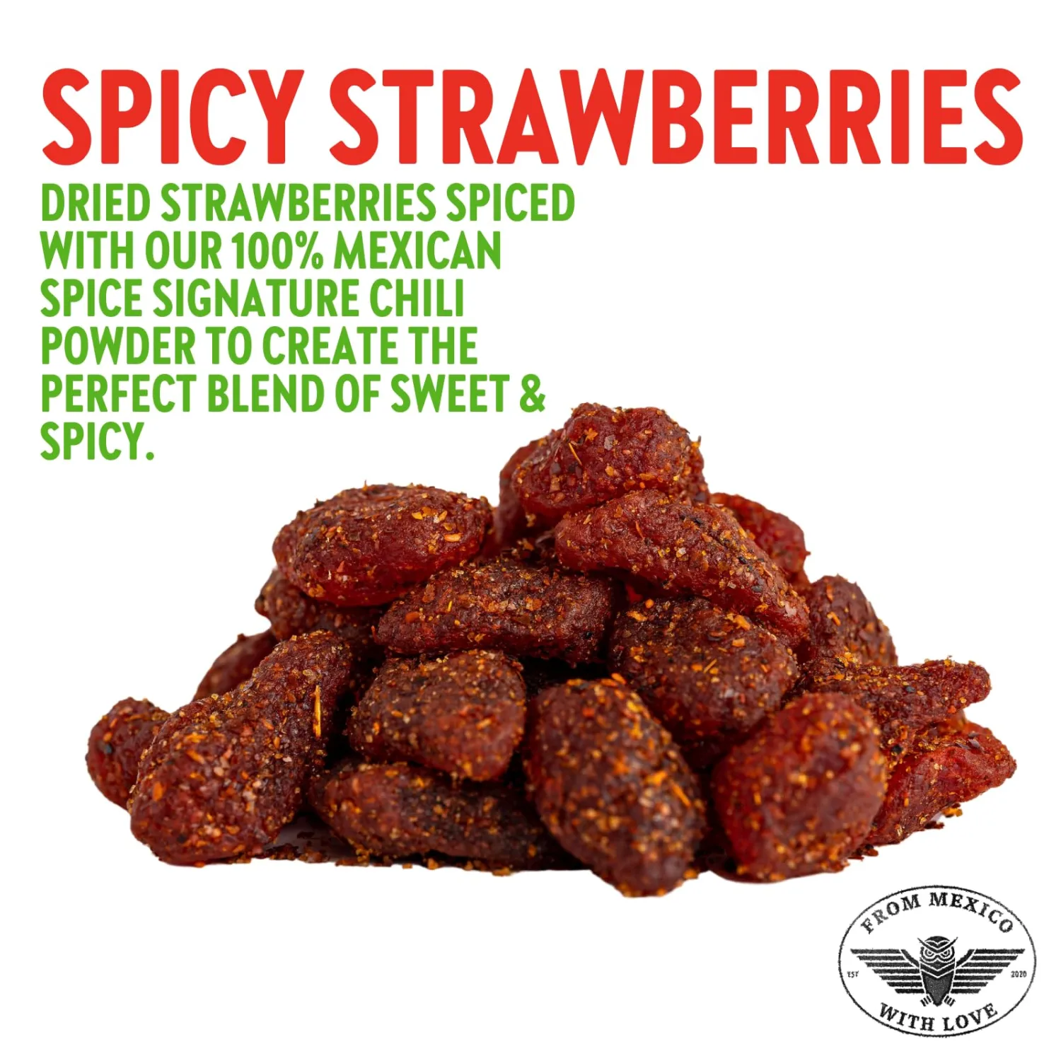 CHUZA Spicy Dried Strawberries, Mexican Snacks Chili Strawberry Dried Fruit, Spicy Mexican Candy for Adults and Children, Natural Dried Strawberries-2 Pack
