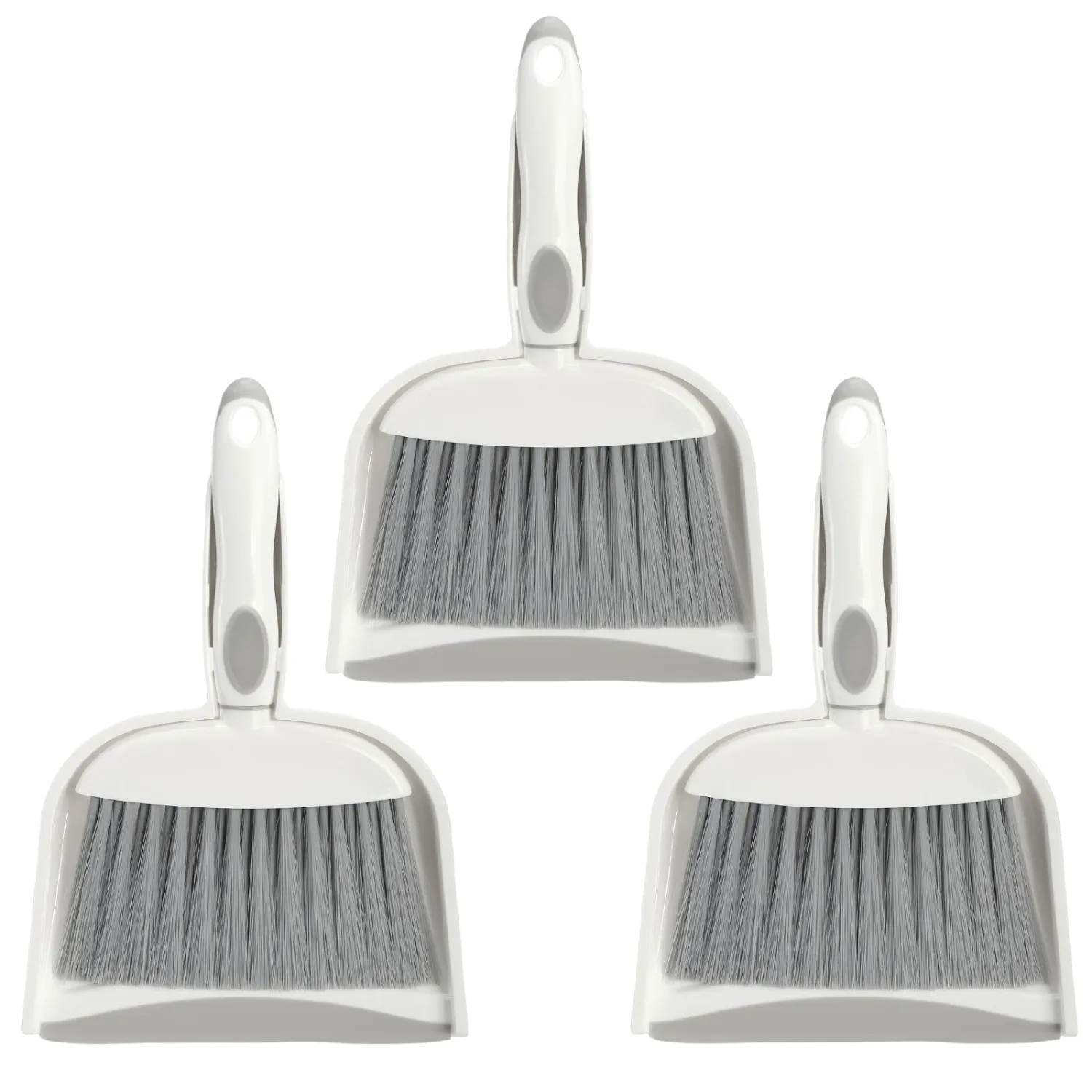 Frcctre 3 Pack Small Dustpan and Brush Set, Whisk Broom and Dust Pans with Rubber Edge, Mini Hand Broom and Dustpan Set for Home, Desktop, Sofa, Kitchen, Keyboard