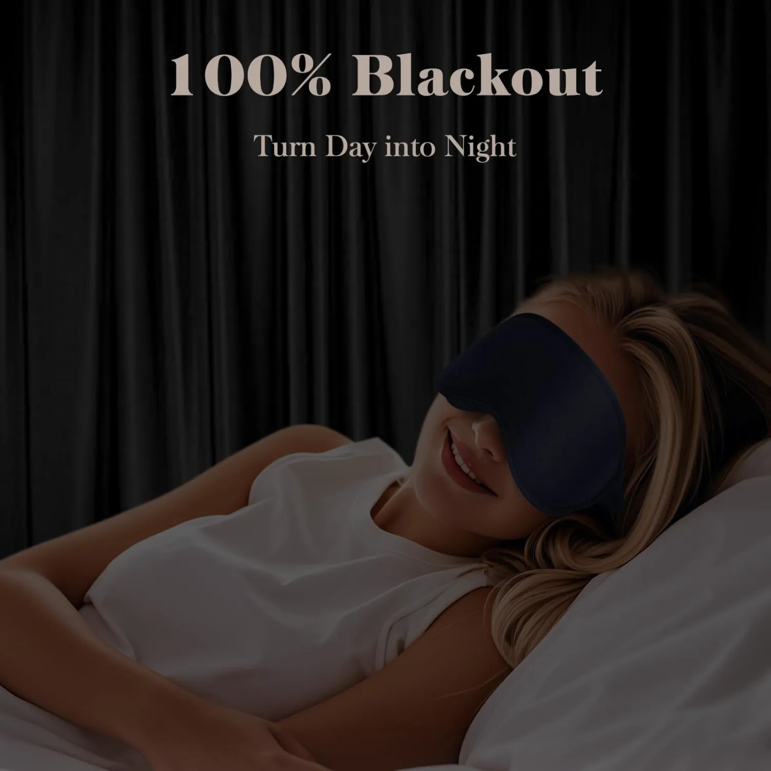 3D Cooling Eye Mask Sleep Mask for Men & Women, 100% Pressure-Free & Light Block-Out Eye Mask for Sleep with Easy Adjustable Strap, Night Eye Cover for Travel, Blue