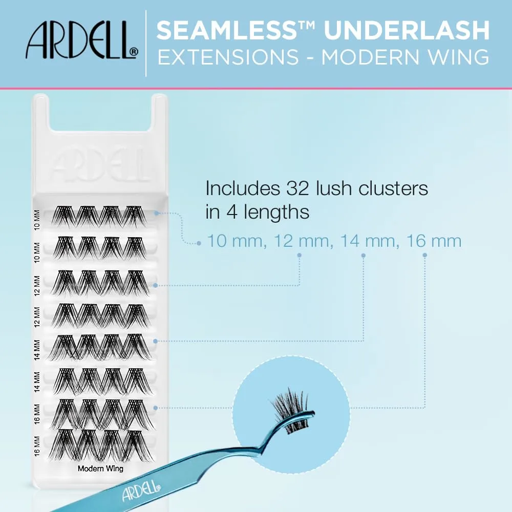 Ardell Seamless Underlash Extensions, DIY Lash Clusters, Eyelash Extension Kit, Modern Wing, Up To 5 Applications - 32 ct, 1-pack