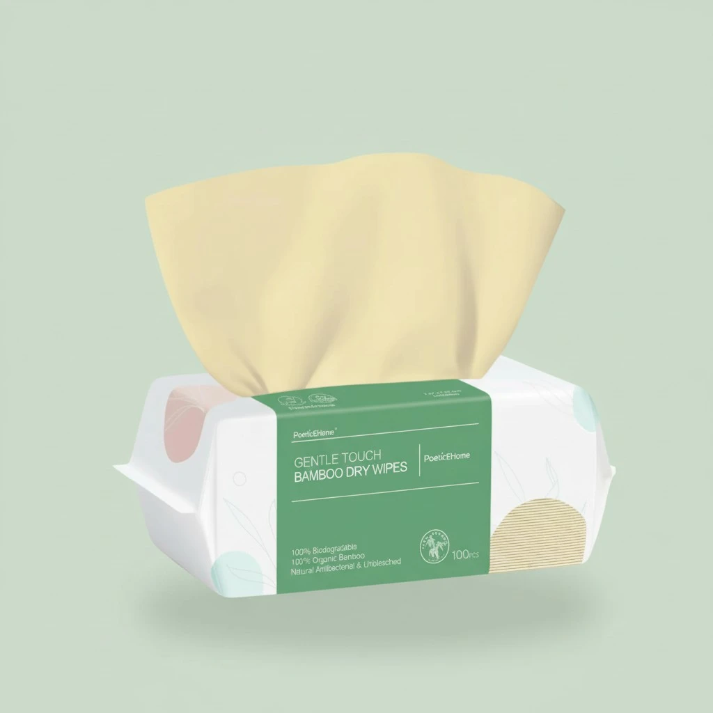 PoeticEHome Ultra-Soft Dry Baby Wipes 100pcs Facial Tissue Clean Towels for Sensitive Skin, Unscented & Unbleached Disposable Wash Cloths