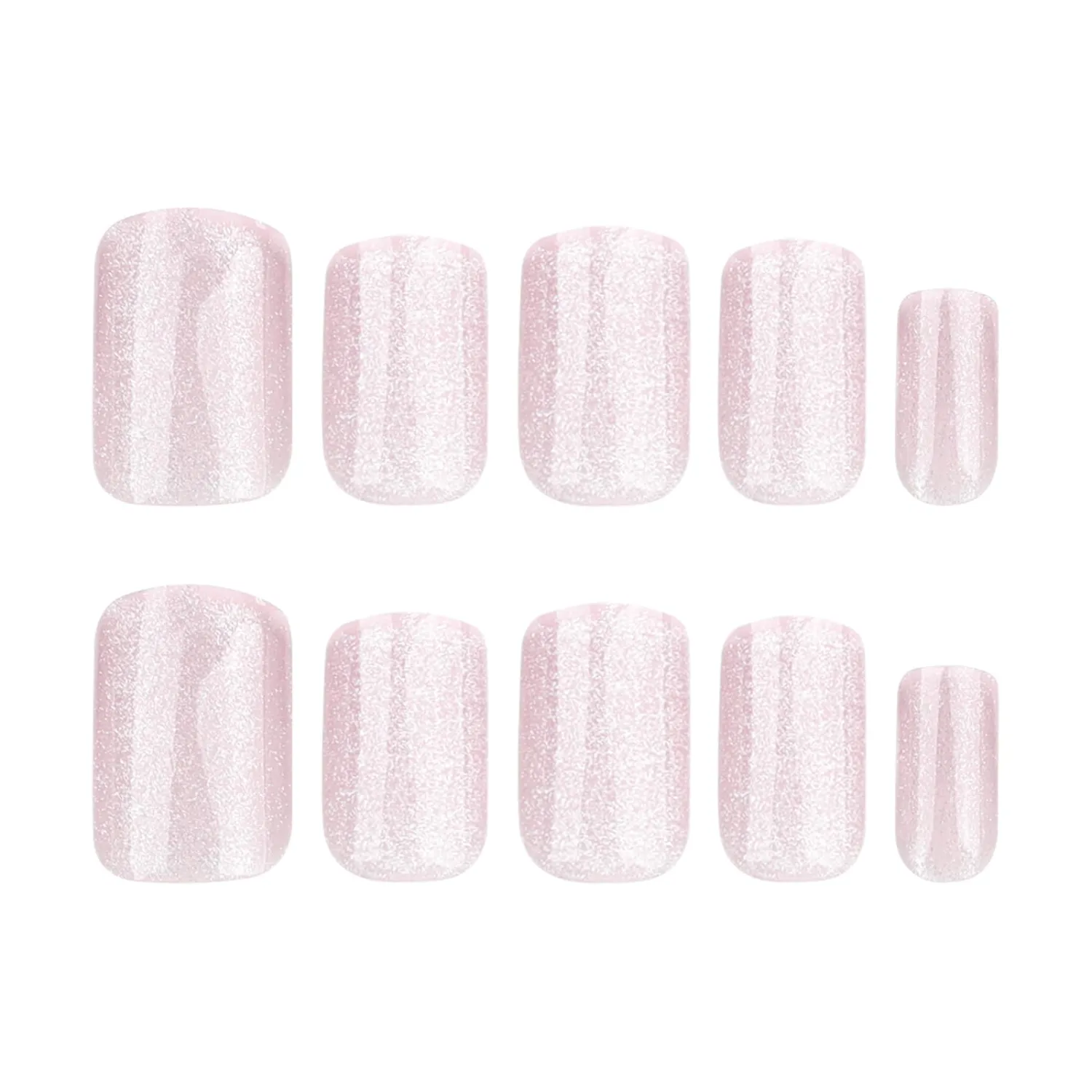 Cat Eye Press on Nails Medium Square Acrylic Nails Nude Pink Fake Nails Glossy Glitter Gradation False Nails Press ons Stick on Nails Glitter Full Cover Glue on Nails for Women Girls Manicure 24Pcs