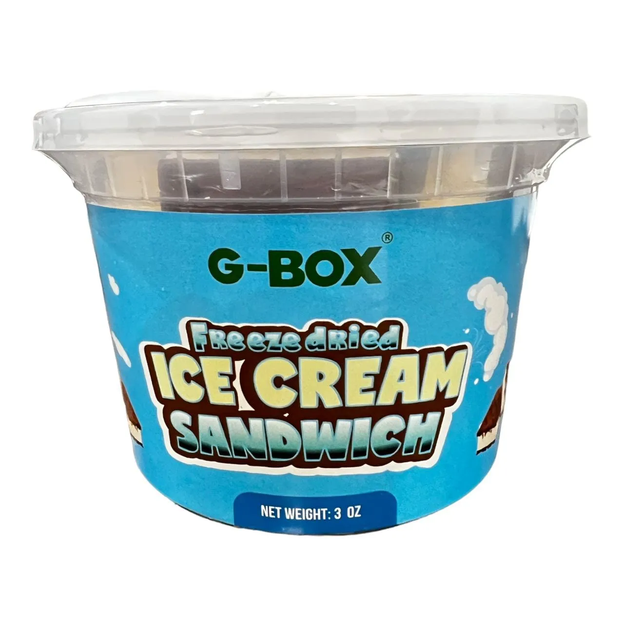 G-BOX Freeze Dried Ice Cream Sandwiches (Vanilla, 3 OZ) | Freeze Dried Camping Food, NASA Space Dessert, Halloween Candy, Perfect for Camping, Outdoor, Party - Air-tight Sealed in a Deli Container