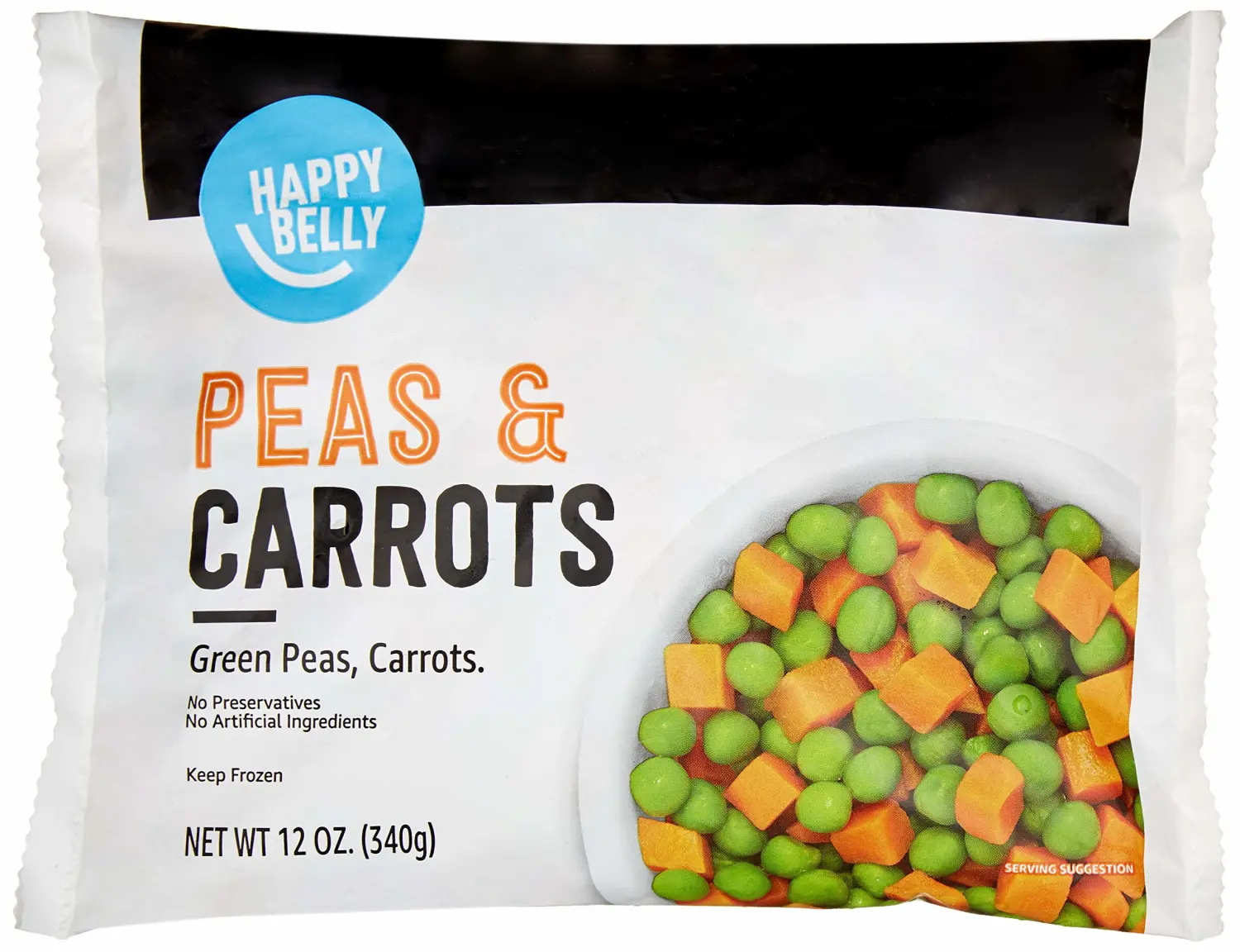 Amazon Brand - Happy Belly Frozen Peas And Carrot, Regular Cut, 12 ounce (Pack of 1)