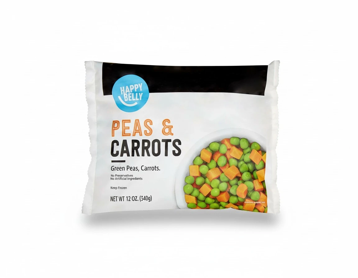 Amazon Brand - Happy Belly Frozen Peas And Carrot, Regular Cut, 12 ounce (Pack of 1)