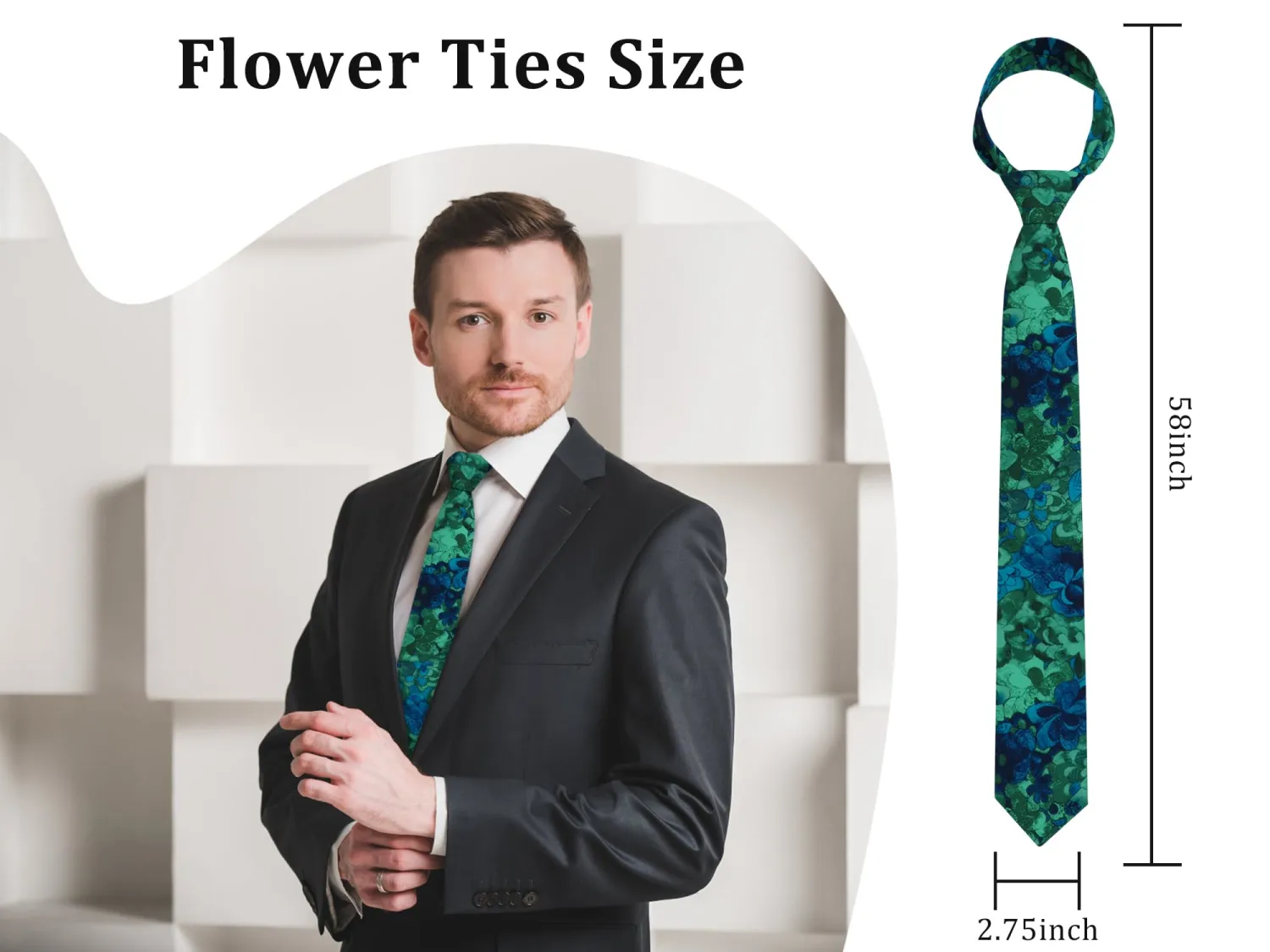 Floral Ties for Men 2.75'' Cotton Skinny Tie Mens Flower Neckties for Wedding Party Gradution Business