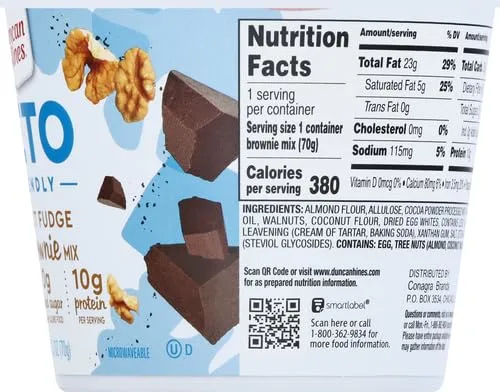 Duncan Hines Keto Friendly Dessert Cups Walnut Fudge Brownie Mix, 2.5 oz (Pack of 4)