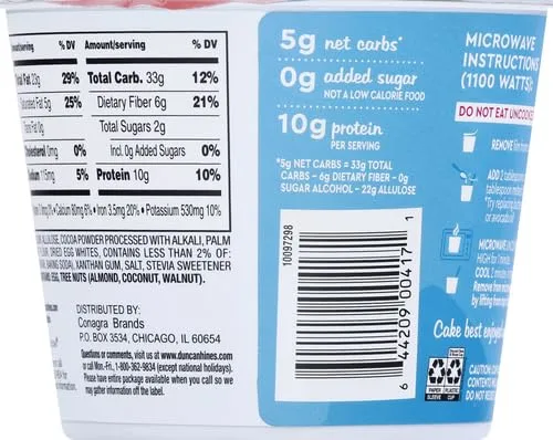 Duncan Hines Keto Friendly Dessert Cups Walnut Fudge Brownie Mix, 2.5 oz (Pack of 4)