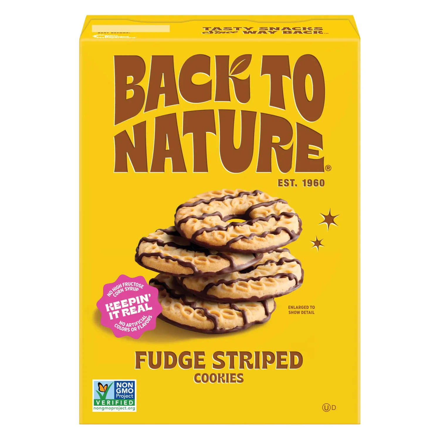 Back to Nature - Fudge Striped Cookies - Made with Ingredients like Wheat Flour - Vegan and Non-GMO - Seriously Tasty Snack - 7.7 Ounce
