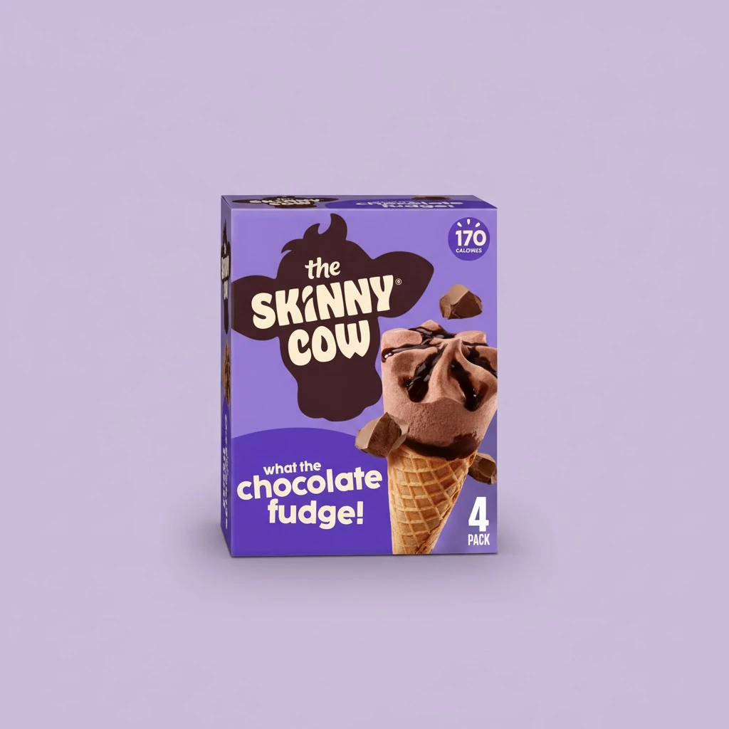 Skinny Cow Not Fudging Around Chocolate Fudge Low Fat Ice Cream Cones, (Frozen), (4 Count of 4 Fl Oz Cones) 16 Fl Oz (Packaging may vary)