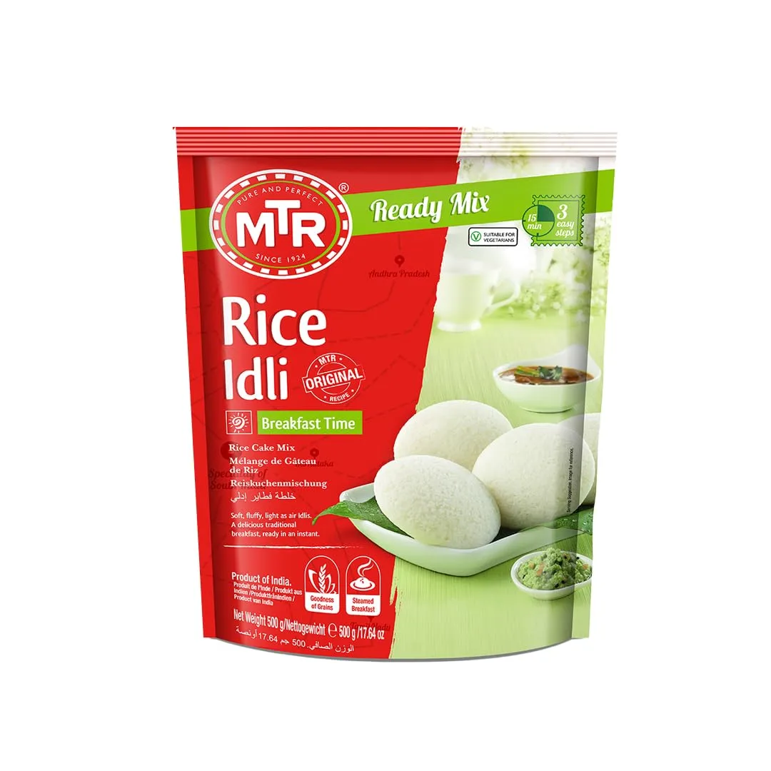 MTR Instant Rice Idli Mix - Ready to Cook Authentic Indian Breakfast, Lunch, Dinner or Snack Meal - No Added Preservatives - A Quick & Easy Recipe Suitable for Vegetarians - (500g, Pack of 3)
